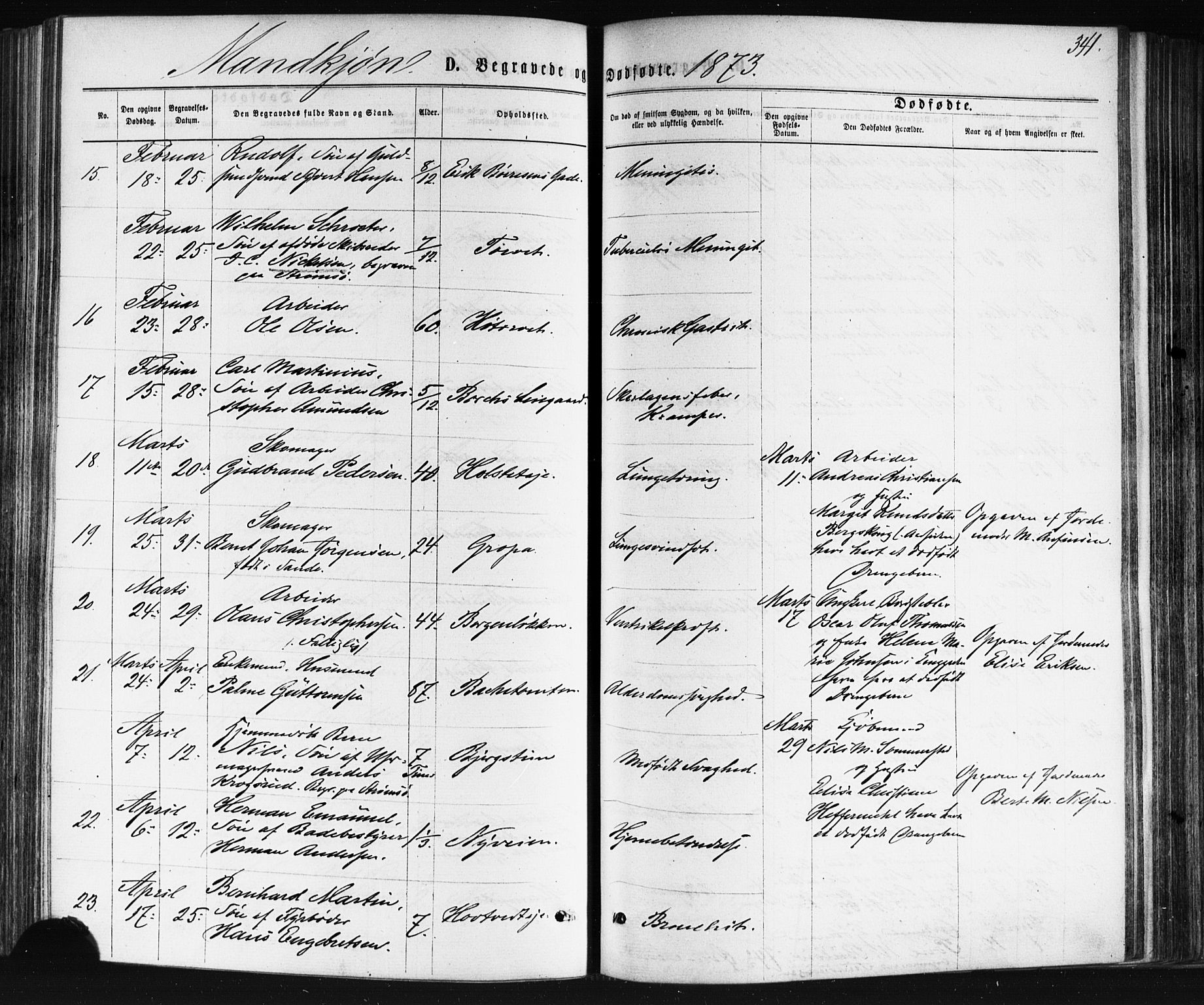 Bragernes kirkebøker, SAKO/A-6/F/Fb/L0004: Parish register (official) no. II 4, 1869-1875, p. 341