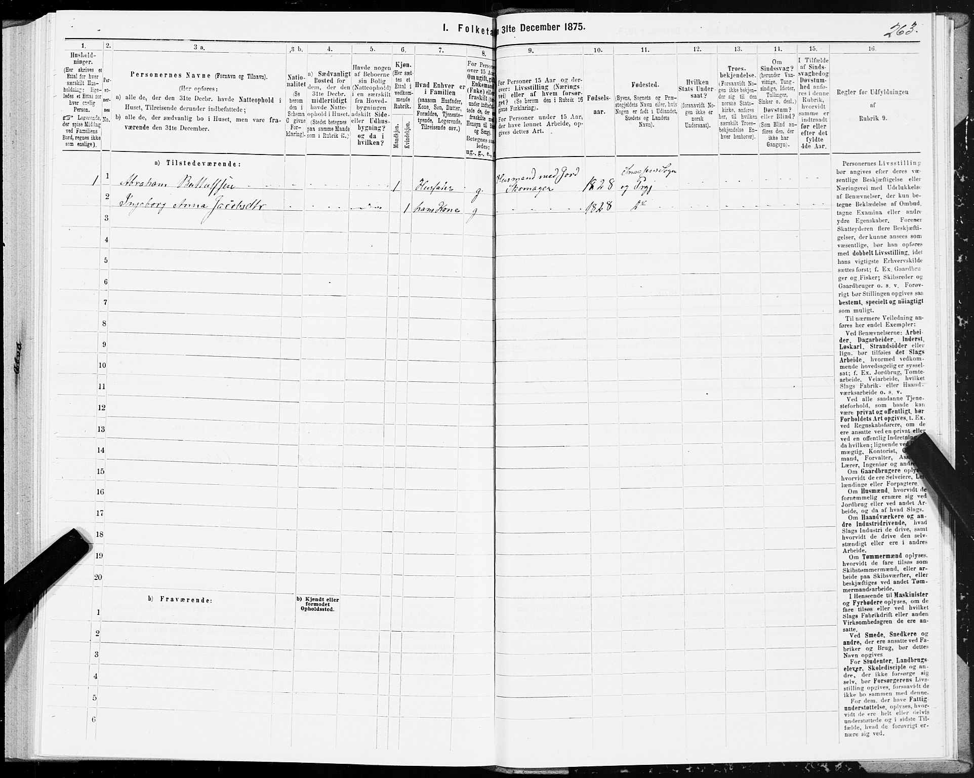 SAT, 1875 census for 1736P Snåsa, 1875, p. 3263