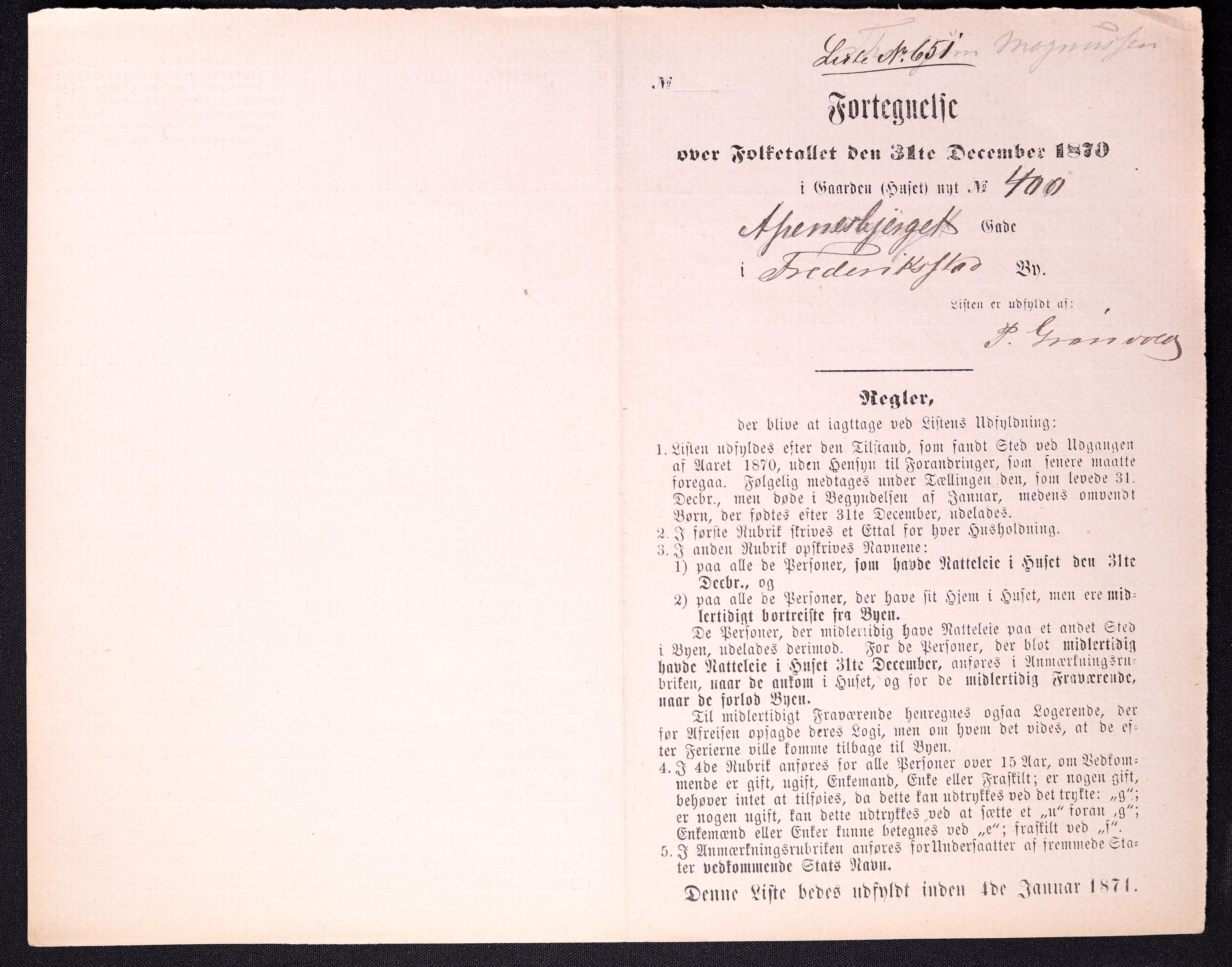 RA, 1870 census for 0103 Fredrikstad, 1870, p. 1303