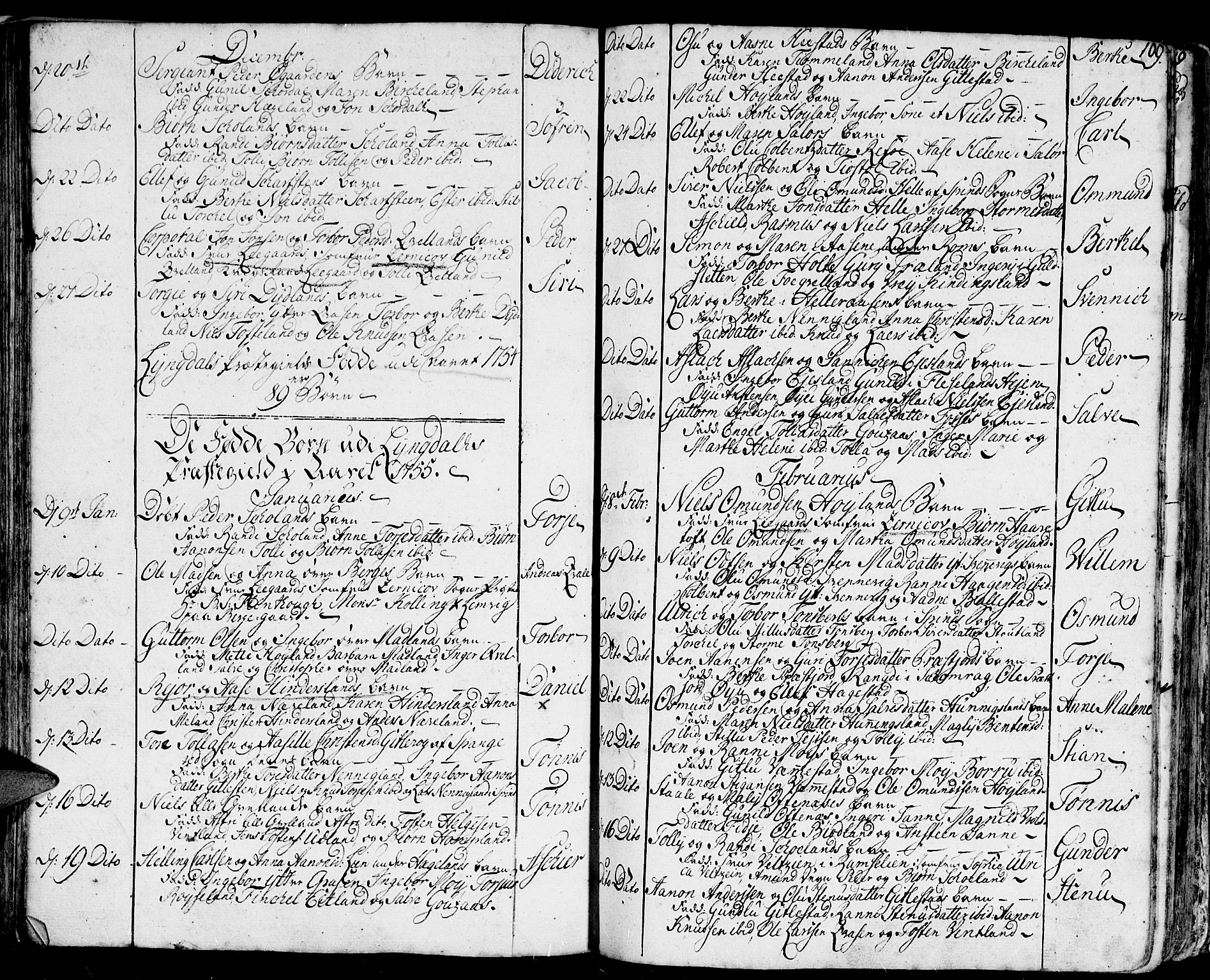 Lyngdal sokneprestkontor, SAK/1111-0029/F/Fa/Fac/L0001: Parish register (official) no. A 1, 1727-1779, p. 109
