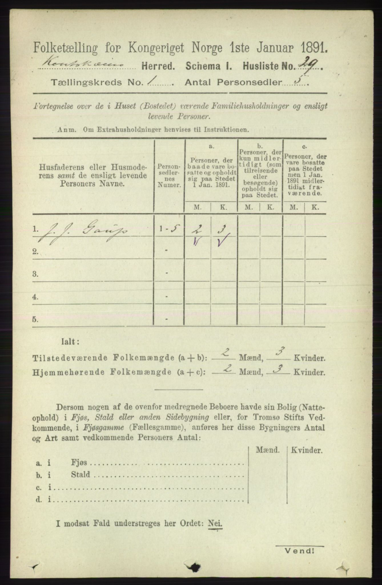 RA, 1891 census for 2011 Kautokeino, 1891, p. 42