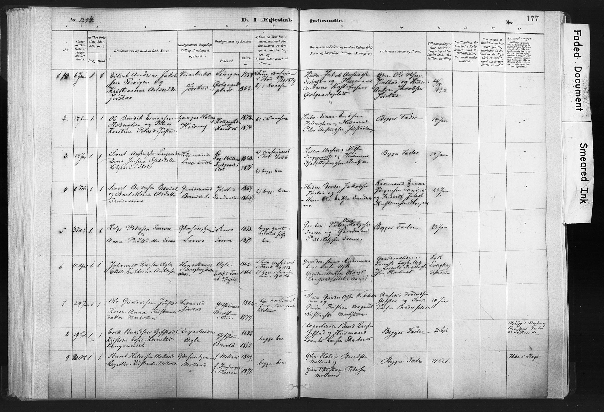 Ministerialprotokoller, klokkerbøker og fødselsregistre - Nord-Trøndelag, SAT/A-1458/749/L0474: Parish register (official) no. 749A08, 1887-1903, p. 177