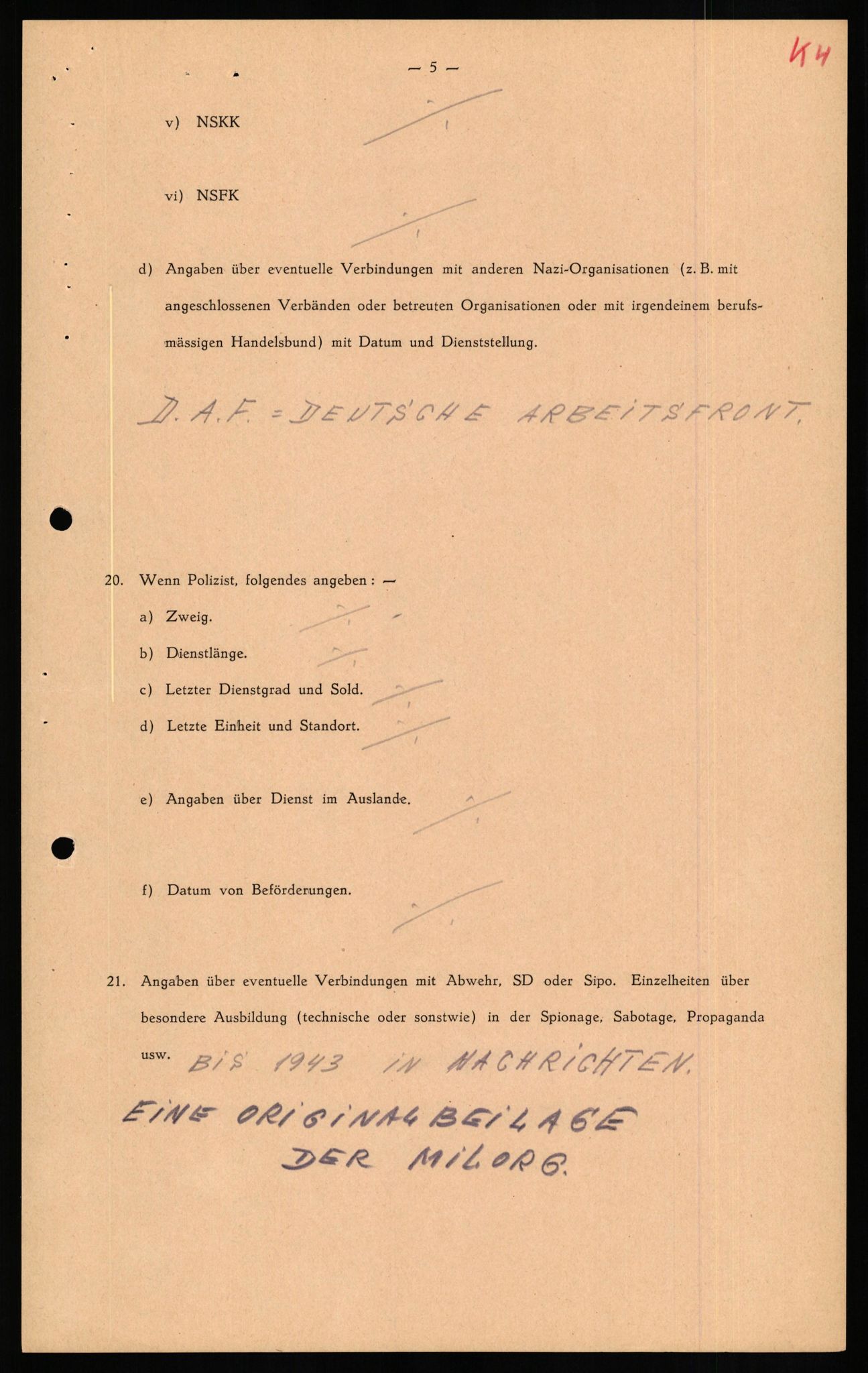 Forsvaret, Forsvarets overkommando II, AV/RA-RAFA-3915/D/Db/L0018: CI Questionaires. Tyske okkupasjonsstyrker i Norge. Tyskere., 1945-1946, p. 461