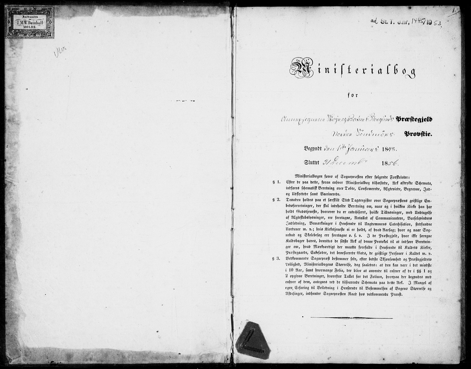 Ministerialprotokoller, klokkerbøker og fødselsregistre - Møre og Romsdal, SAT/A-1454/524/L0353: Parish register (official) no. 524A05, 1848-1856, p. 1