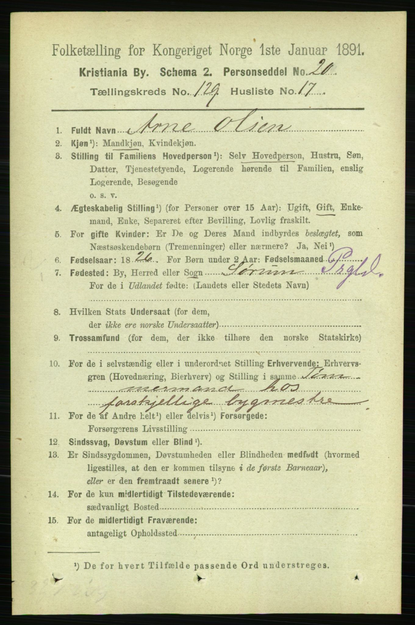 RA, 1891 census for 0301 Kristiania, 1891, p. 69721