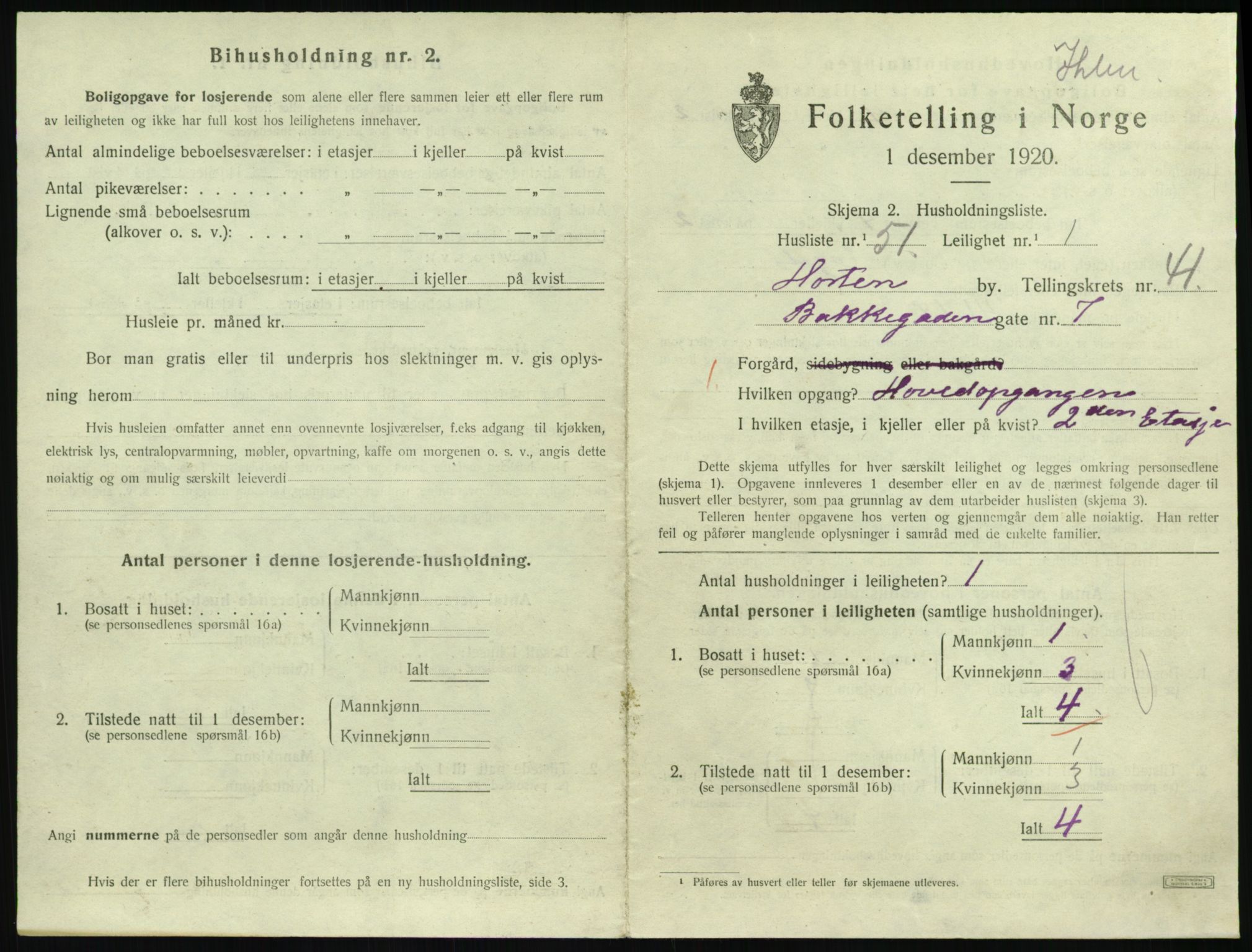 SAKO, 1920 census for Horten, 1920, p. 5043