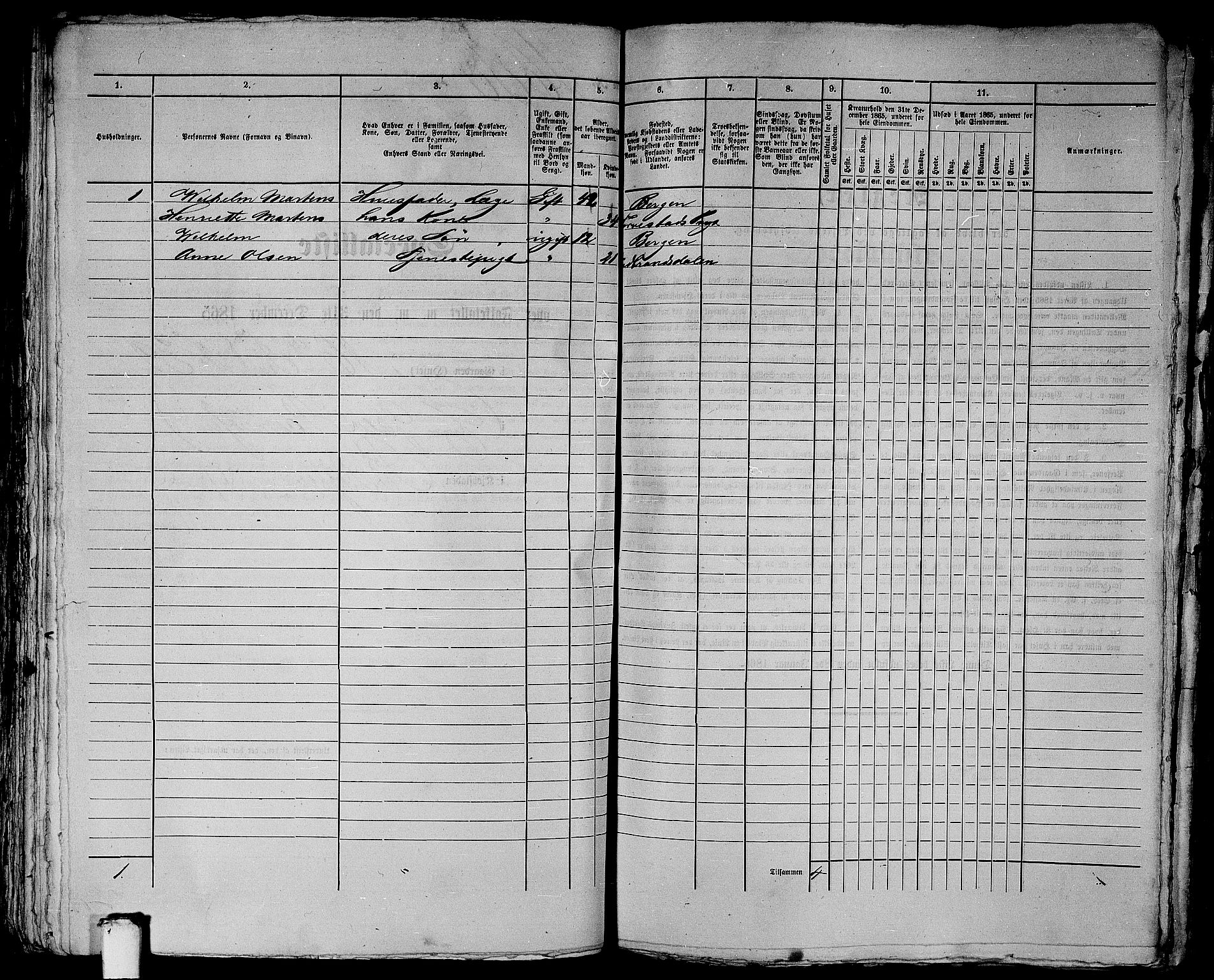 RA, 1865 census for Bergen, 1865, p. 3271