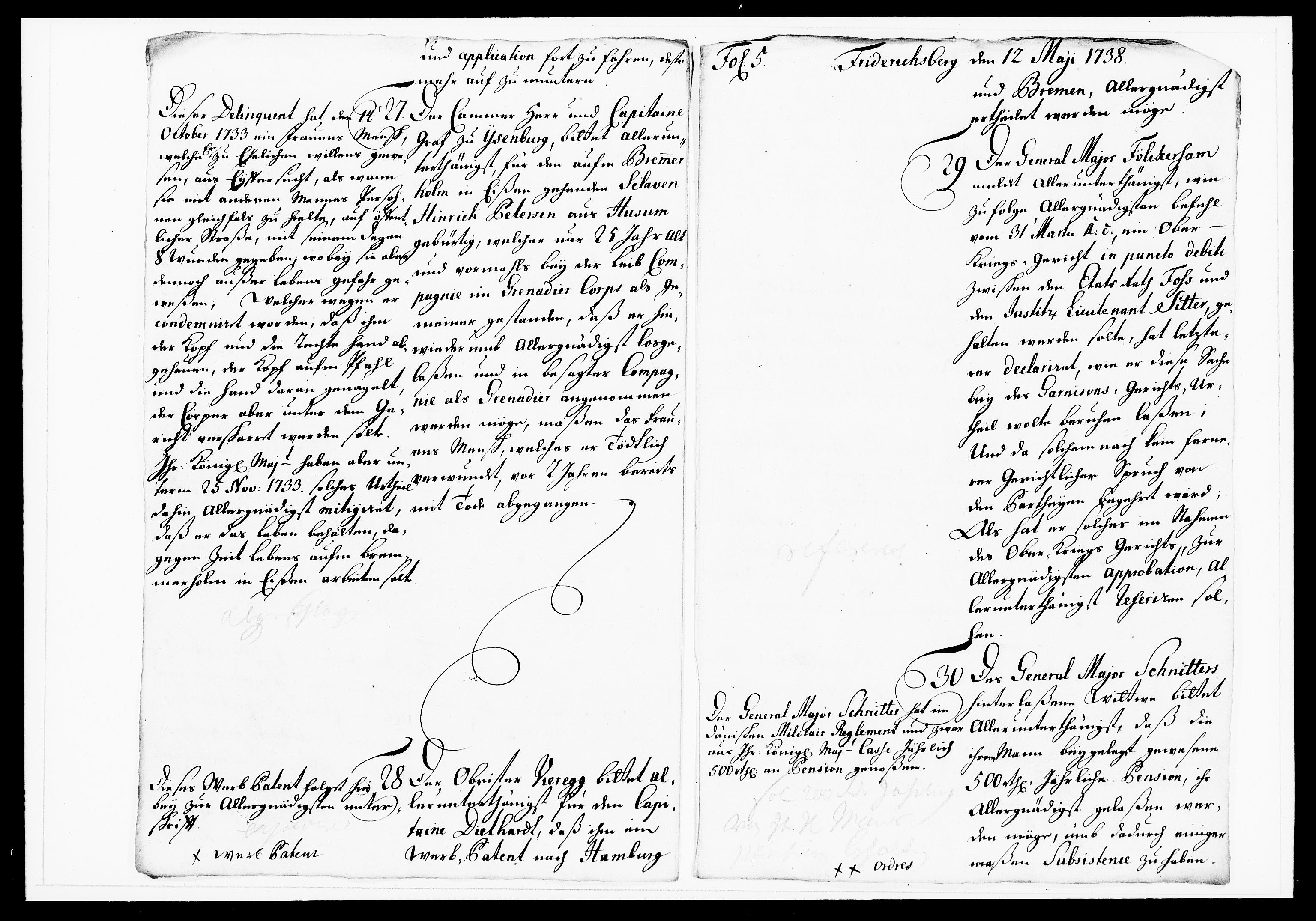 Krigskollegiet, Krigskancelliet, DRA/A-0006/-/1143-1150: Refererede sager, 1738, p. 221
