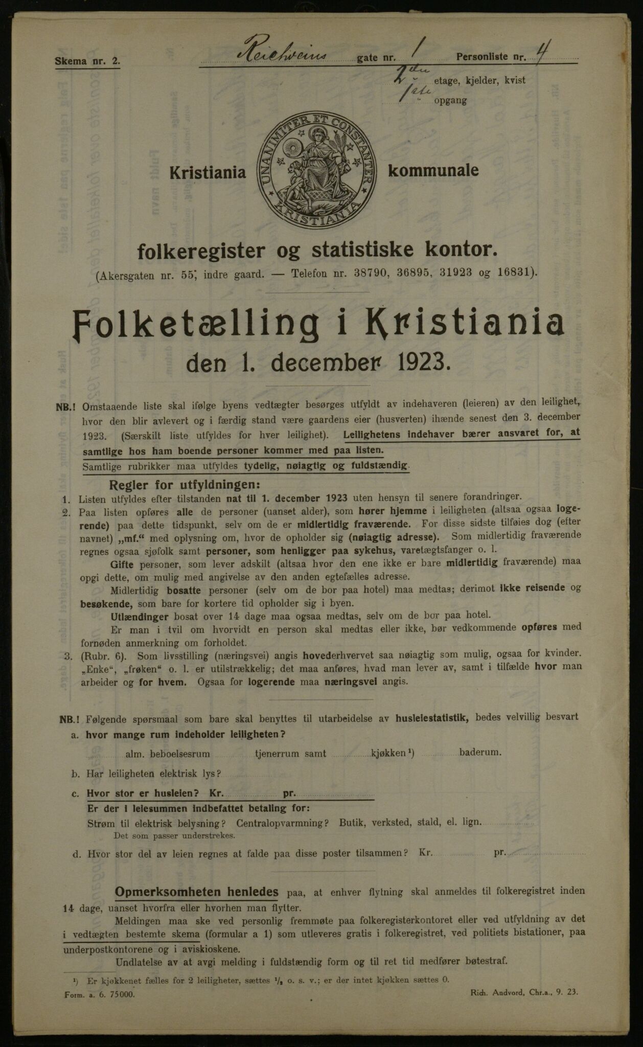 OBA, Municipal Census 1923 for Kristiania, 1923, p. 91320