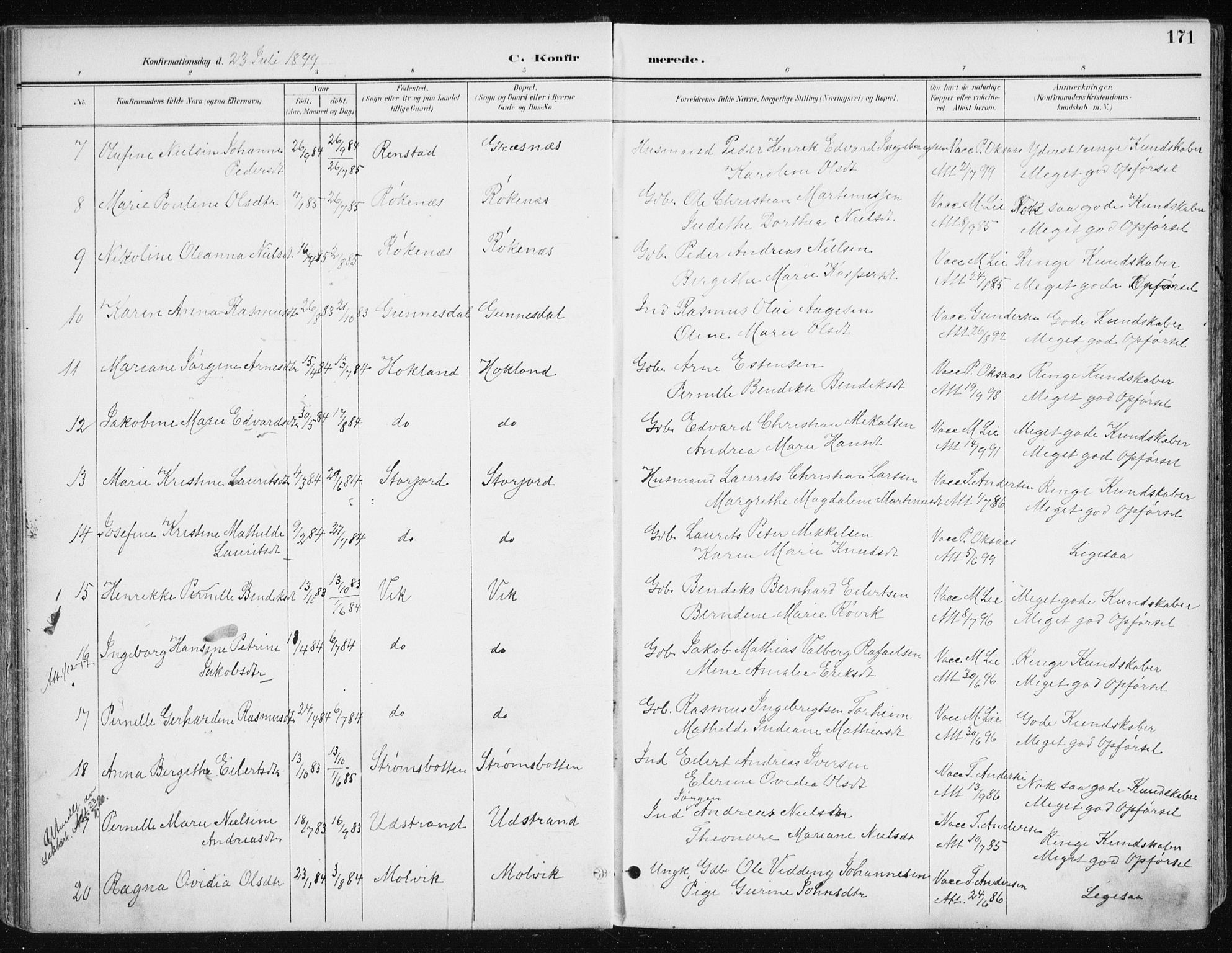 Kvæfjord sokneprestkontor, SATØ/S-1323/G/Ga/Gaa/L0006kirke: Parish register (official) no. 6, 1895-1914, p. 171
