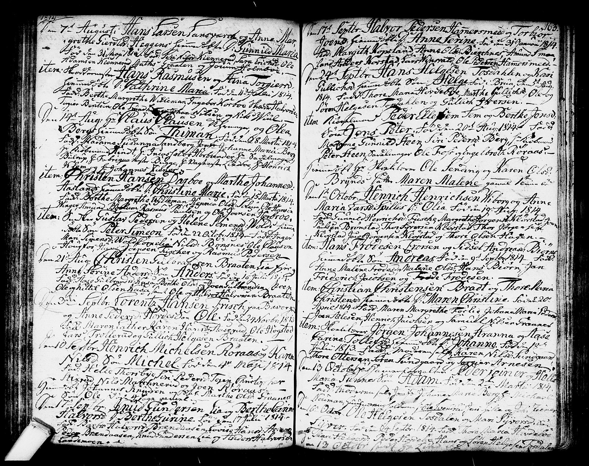 Kongsberg kirkebøker, AV/SAKO-A-22/F/Fa/L0007: Parish register (official) no. I 7, 1795-1816, p. 163