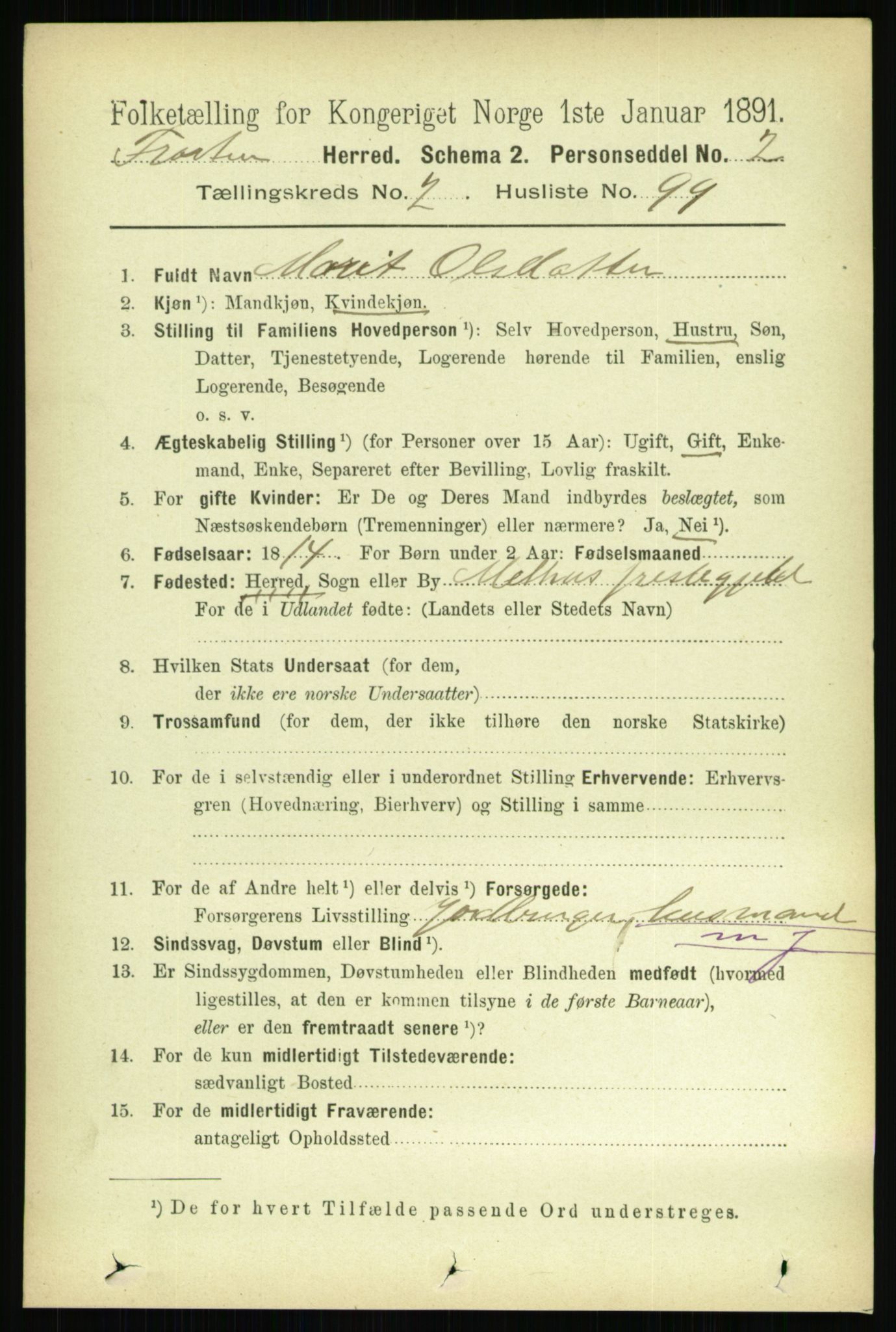 RA, 1891 census for 1717 Frosta, 1891, p. 1683