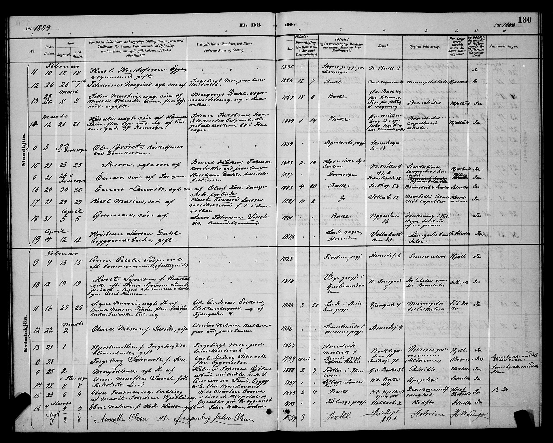 Ministerialprotokoller, klokkerbøker og fødselsregistre - Sør-Trøndelag, SAT/A-1456/604/L0223: Parish register (copy) no. 604C06, 1886-1897, p. 130