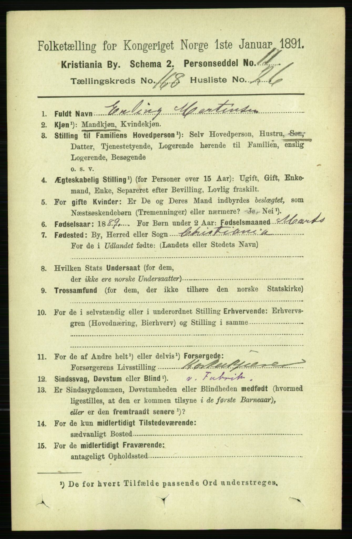 RA, 1891 census for 0301 Kristiania, 1891, p. 98511