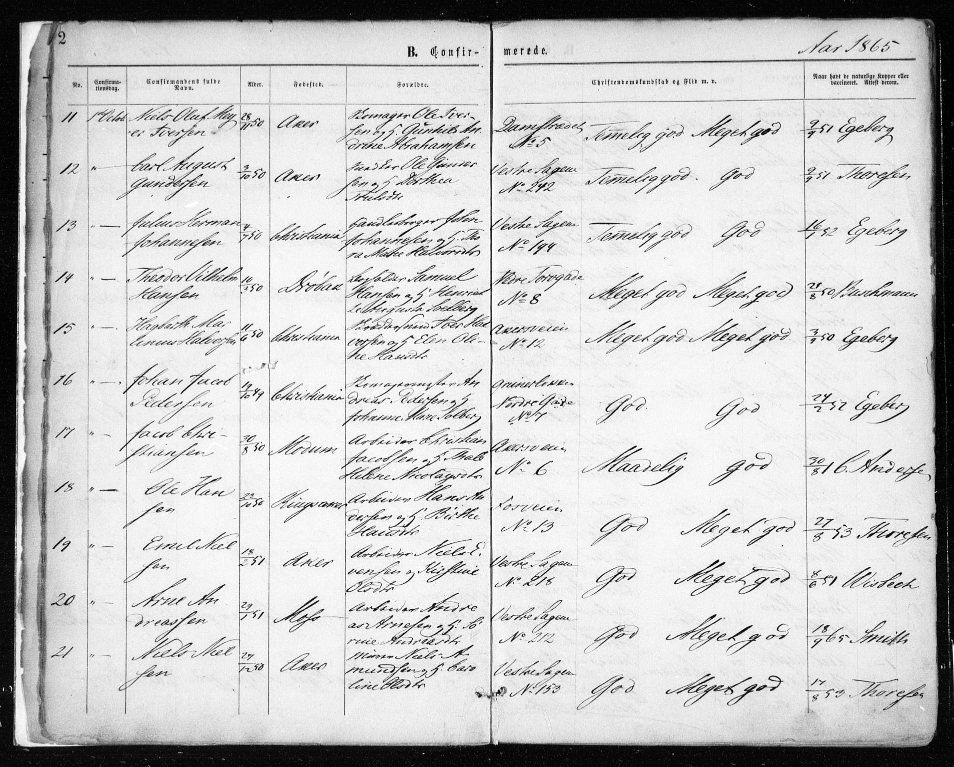 Gamle Aker prestekontor Kirkebøker, SAO/A-10617a/F/L0003: Parish register (official) no. 3, 1865-1873, p. 2