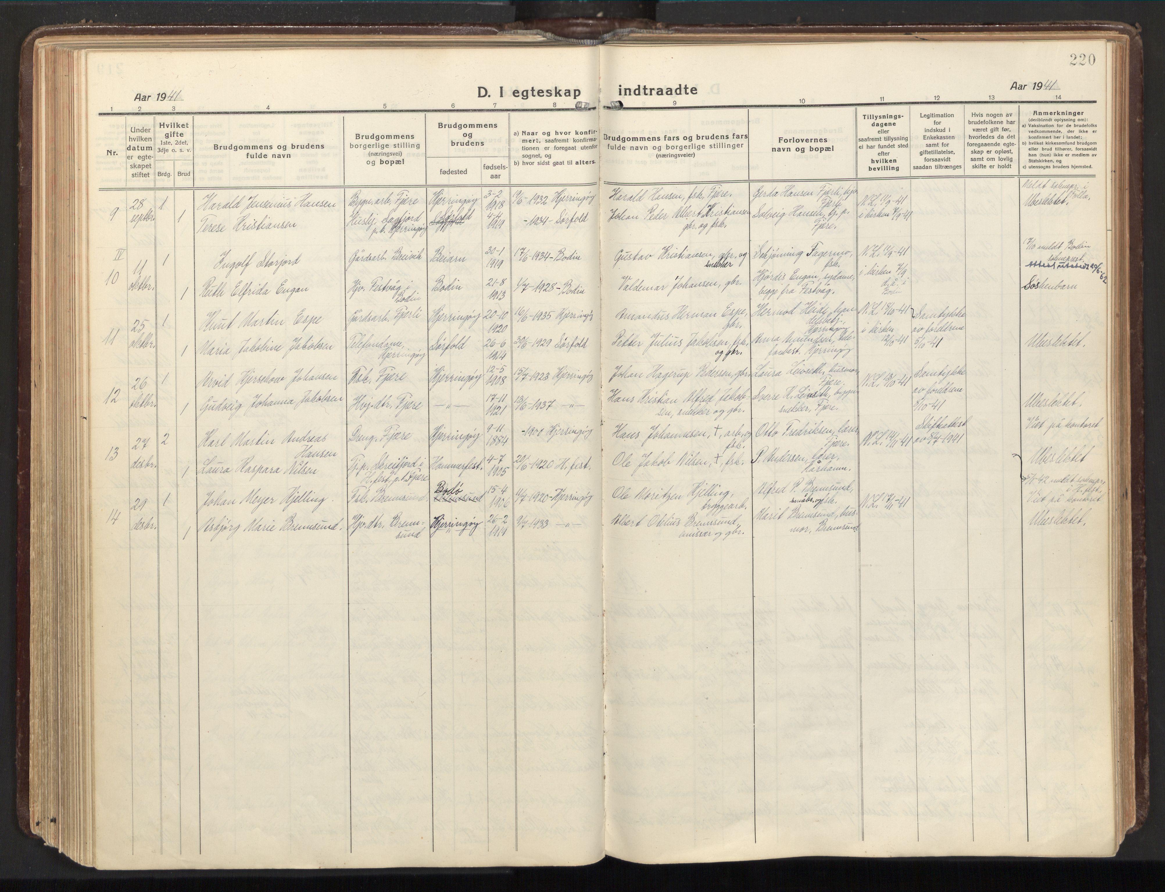 Ministerialprotokoller, klokkerbøker og fødselsregistre - Nordland, AV/SAT-A-1459/803/L0073: Parish register (official) no. 803A03, 1920-1955, p. 220