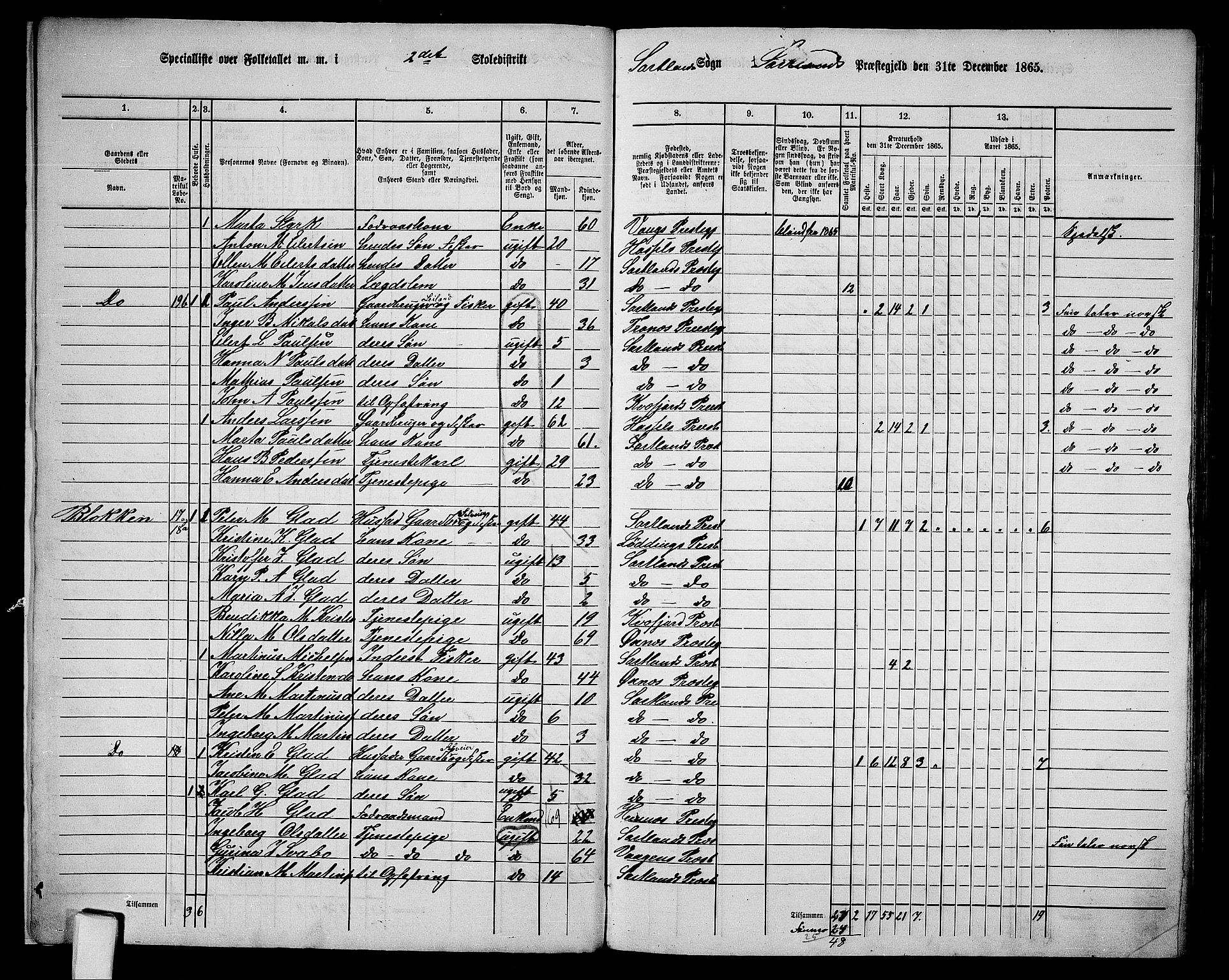 RA, 1865 census for Sortland, 1865, p. 11