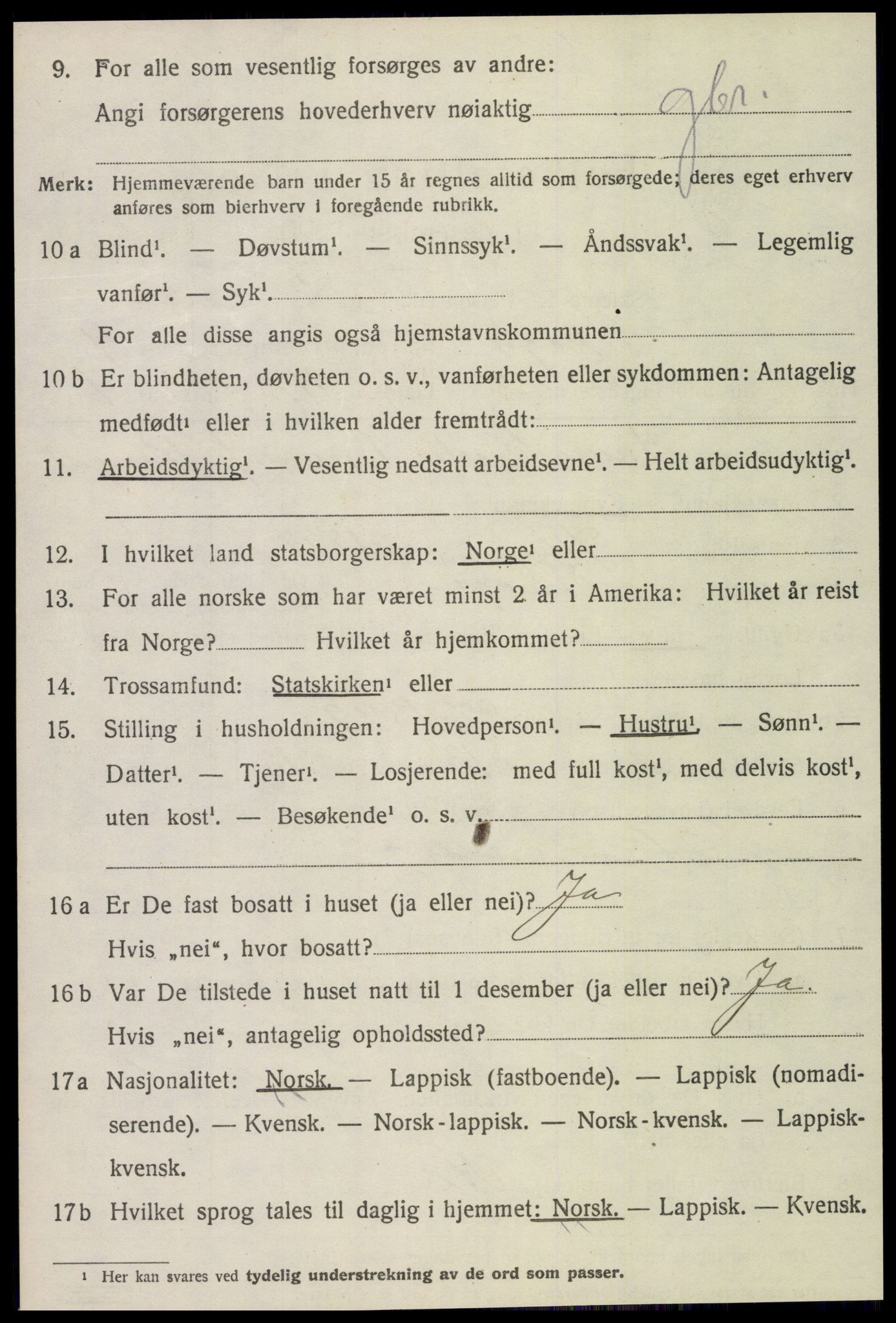 SAT, 1920 census for Skogn, 1920, p. 5854