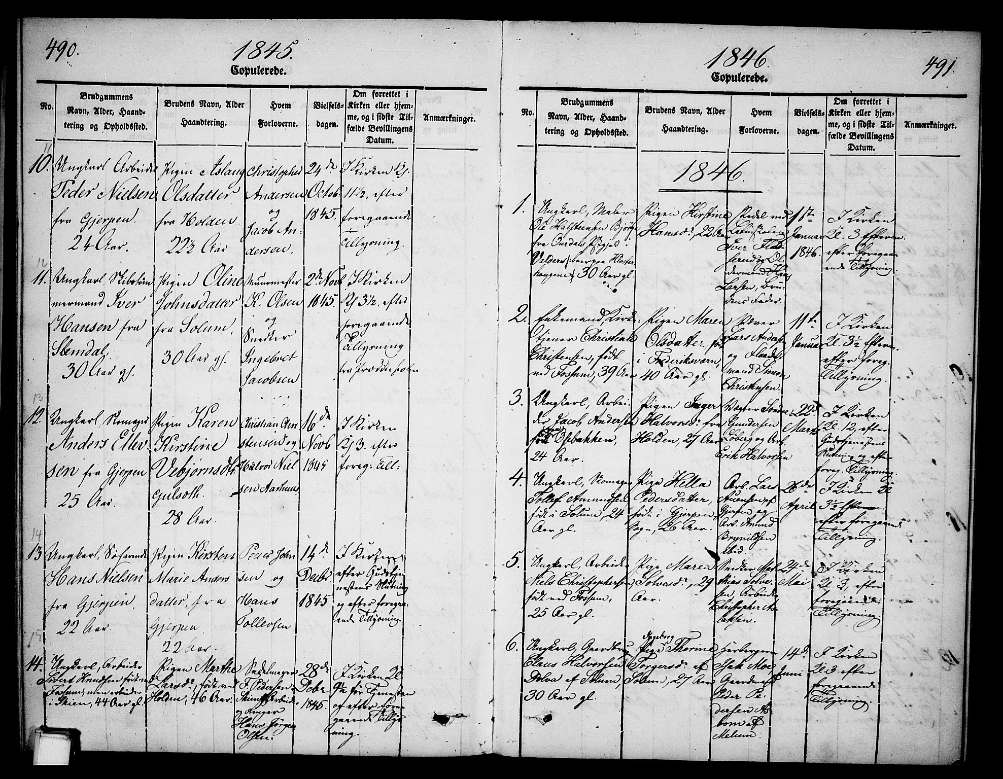 Skien kirkebøker, SAKO/A-302/G/Ga/L0003: Parish register (copy) no. 3, 1843-1847, p. 490-491