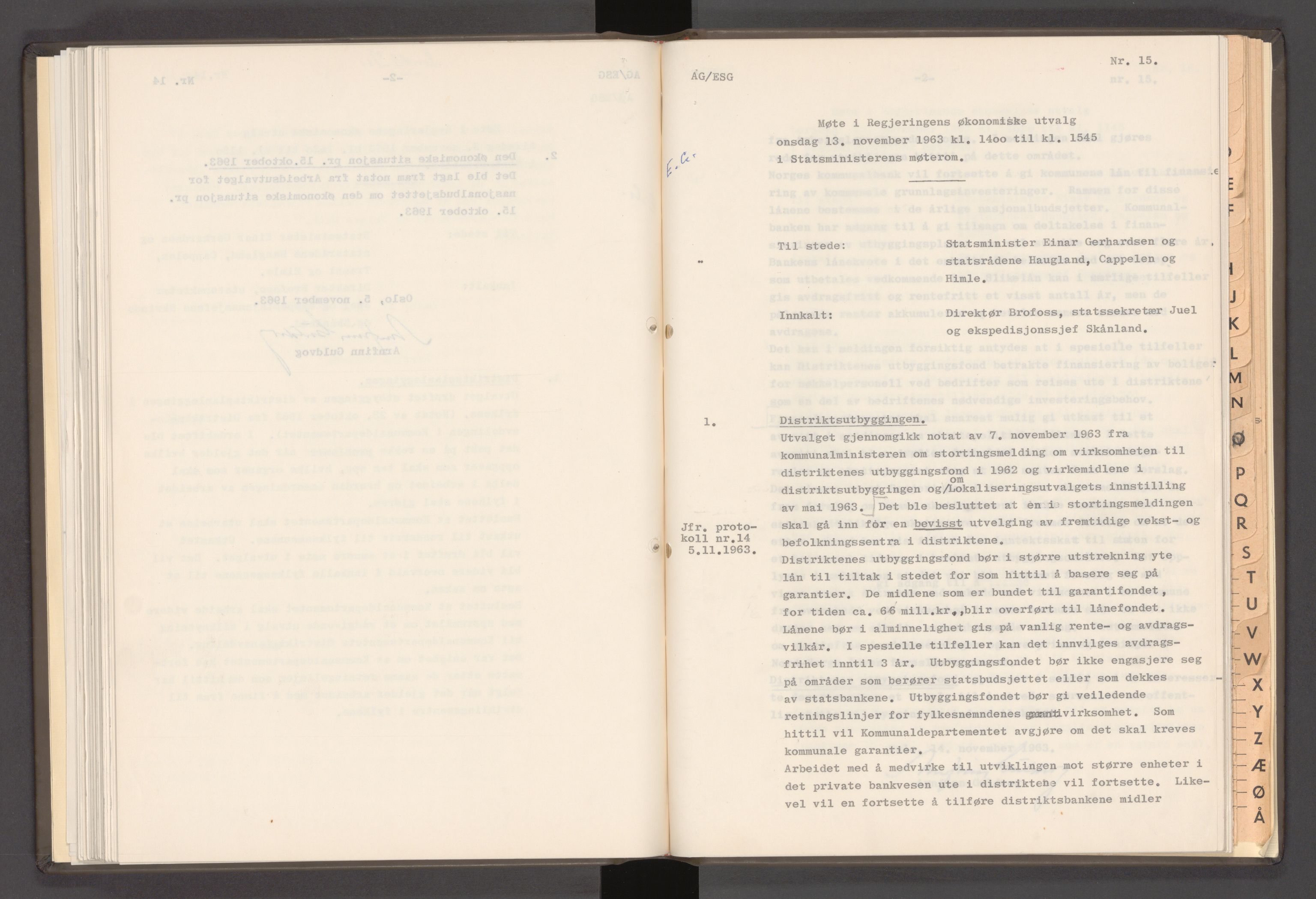 Statsministerens kontor, AV/RA-S-1005/A/Aa/L0021: Referat fra regjeringens økonomiske utvalg, 1960-1965