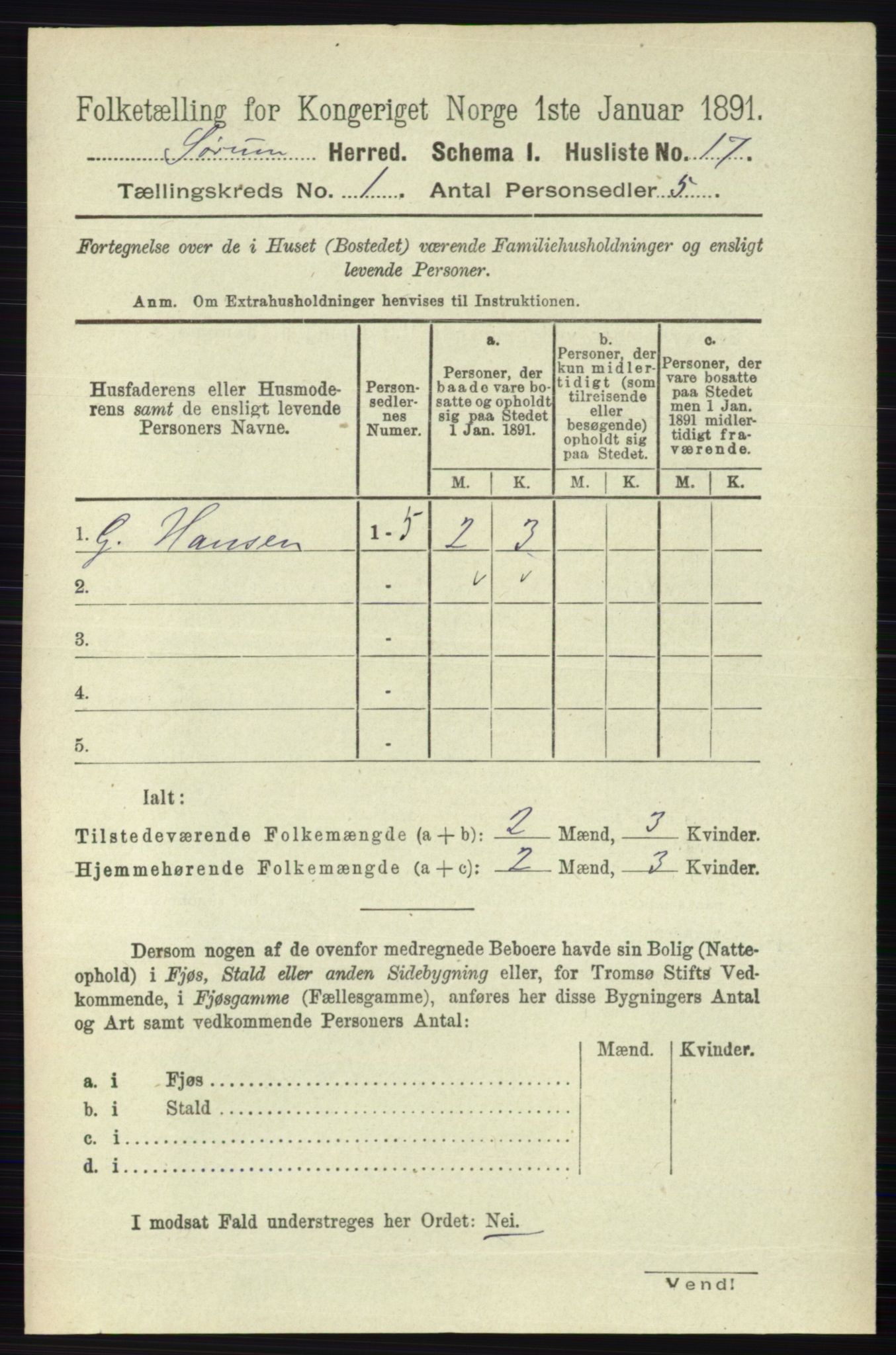 RA, 1891 census for 0226 Sørum, 1891, p. 36