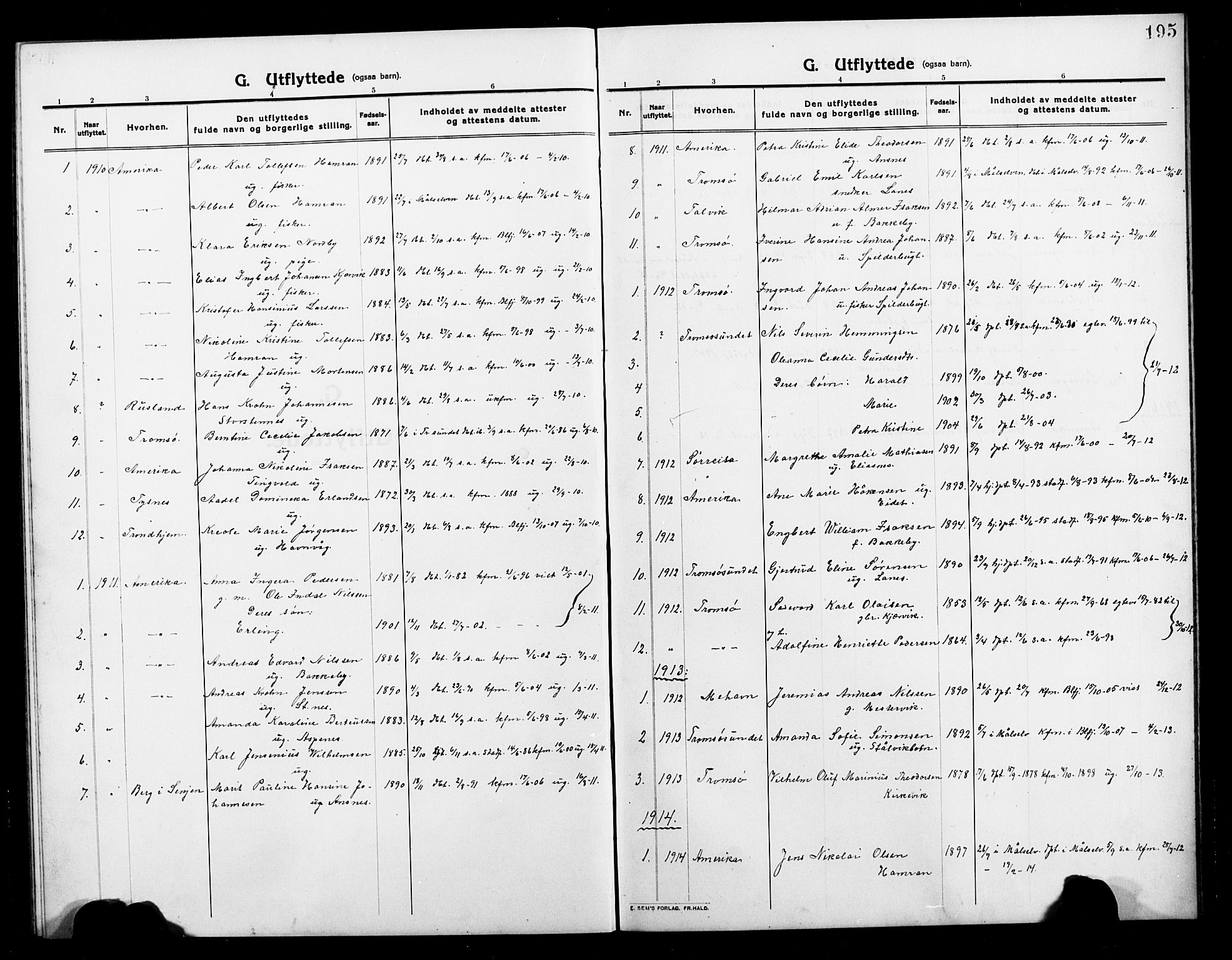 Balsfjord sokneprestembete, AV/SATØ-S-1303/G/Gab/L0004klokker: Parish register (copy) no. 4, 1910-1926, p. 195
