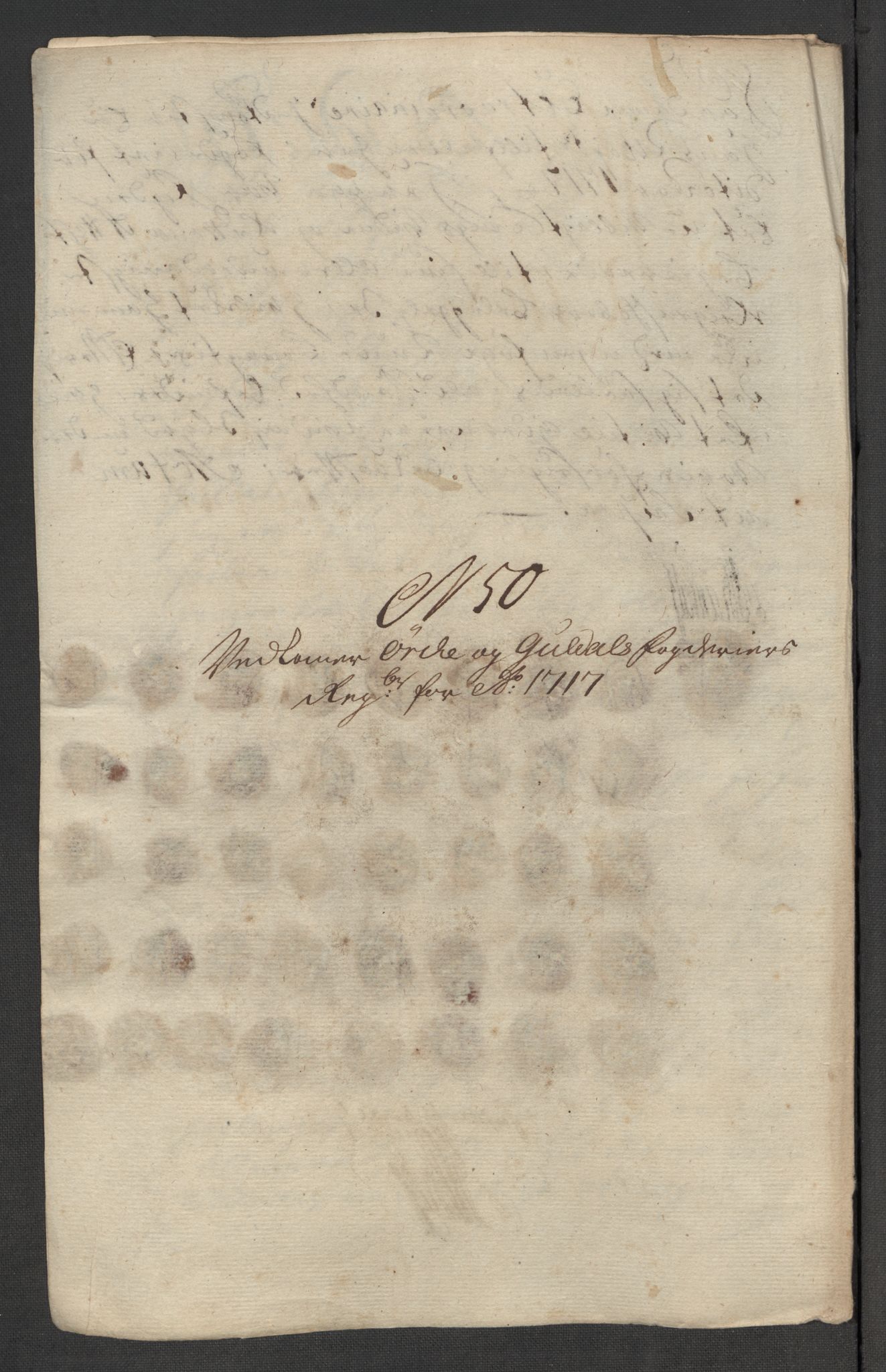Rentekammeret inntil 1814, Reviderte regnskaper, Fogderegnskap, RA/EA-4092/R60/L3969: Fogderegnskap Orkdal og Gauldal, 1717, p. 431