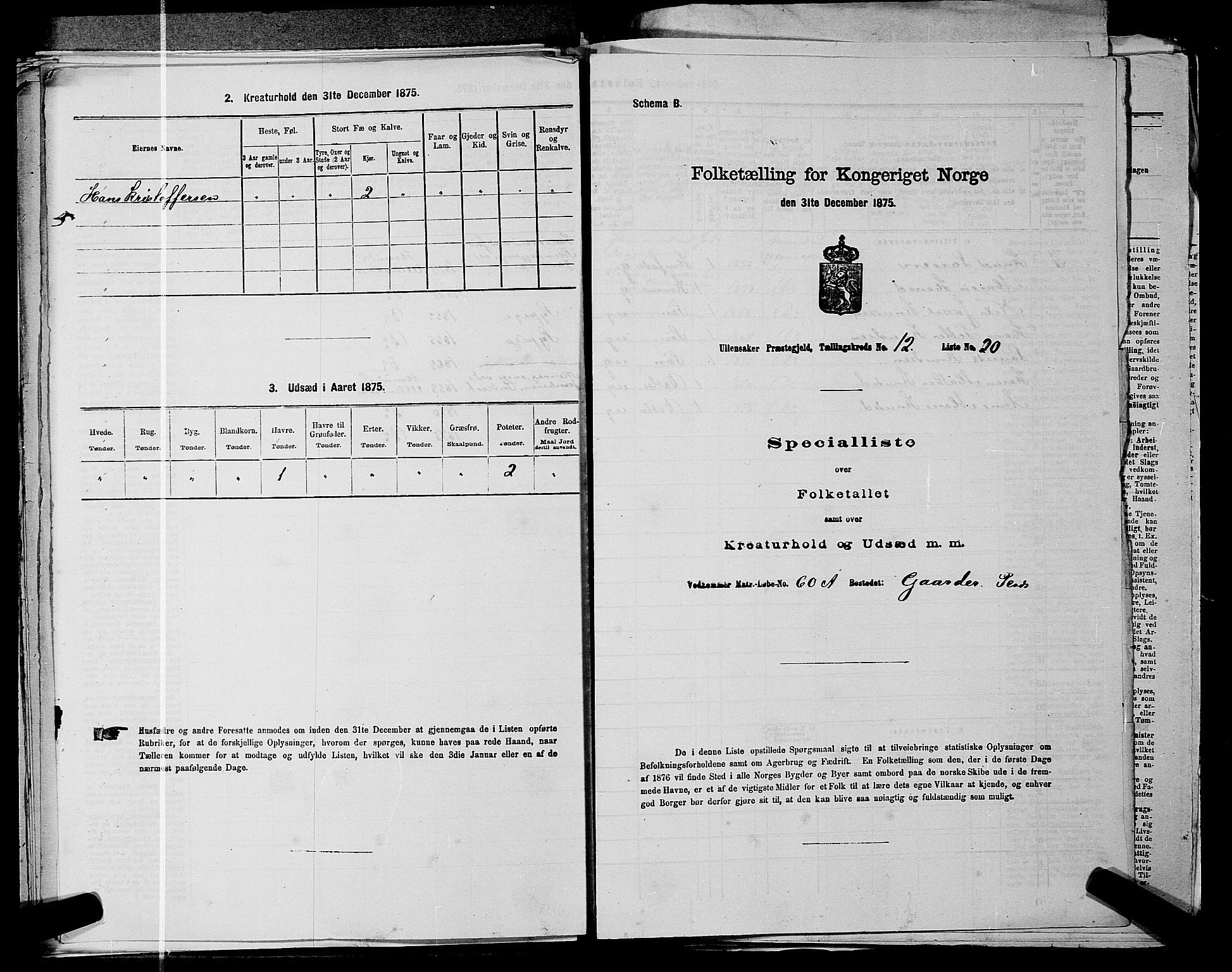 RA, 1875 census for 0235P Ullensaker, 1875, p. 1854