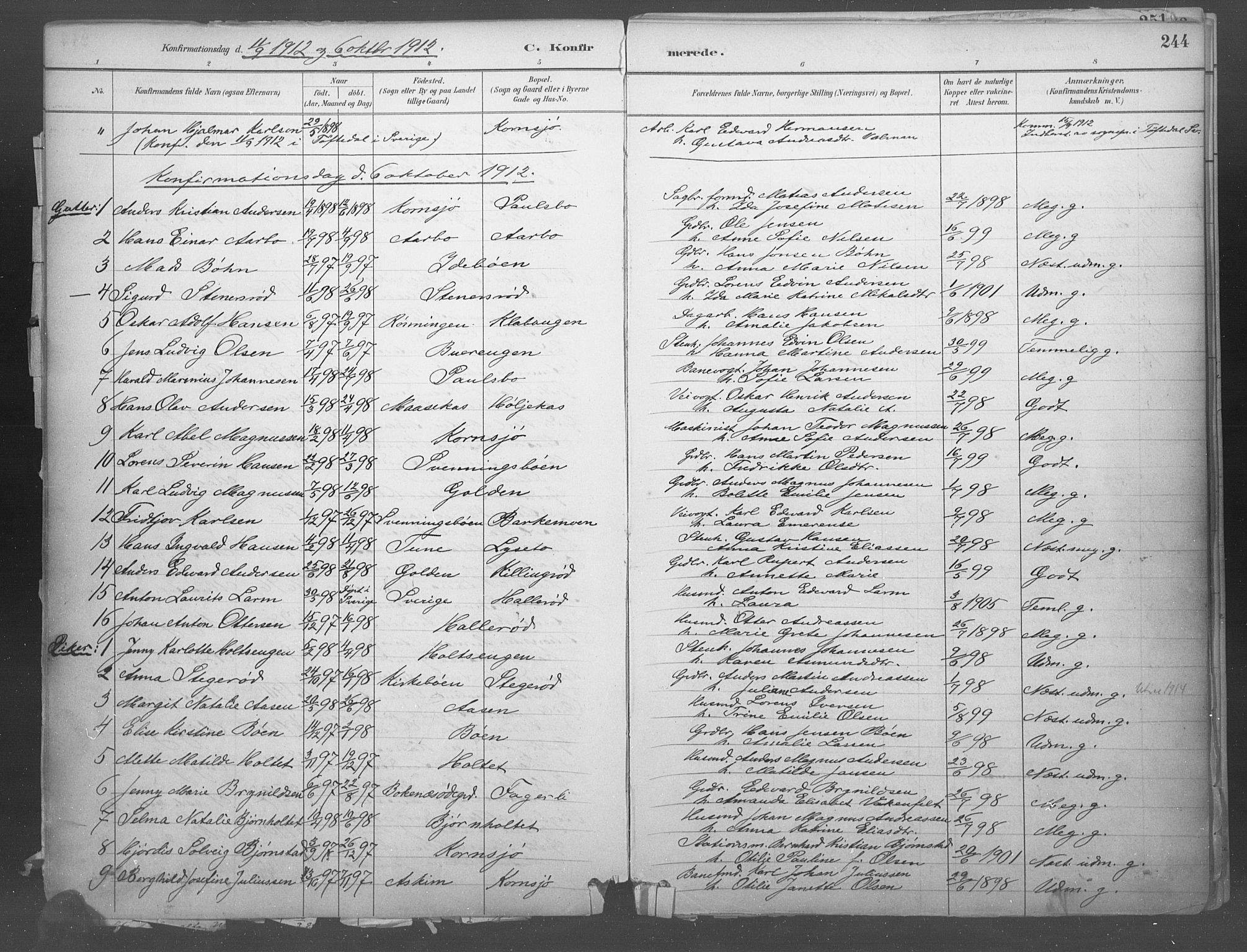 Idd prestekontor Kirkebøker, SAO/A-10911/F/Fb/L0002: Parish register (official) no. II 2, 1882-1923, p. 244