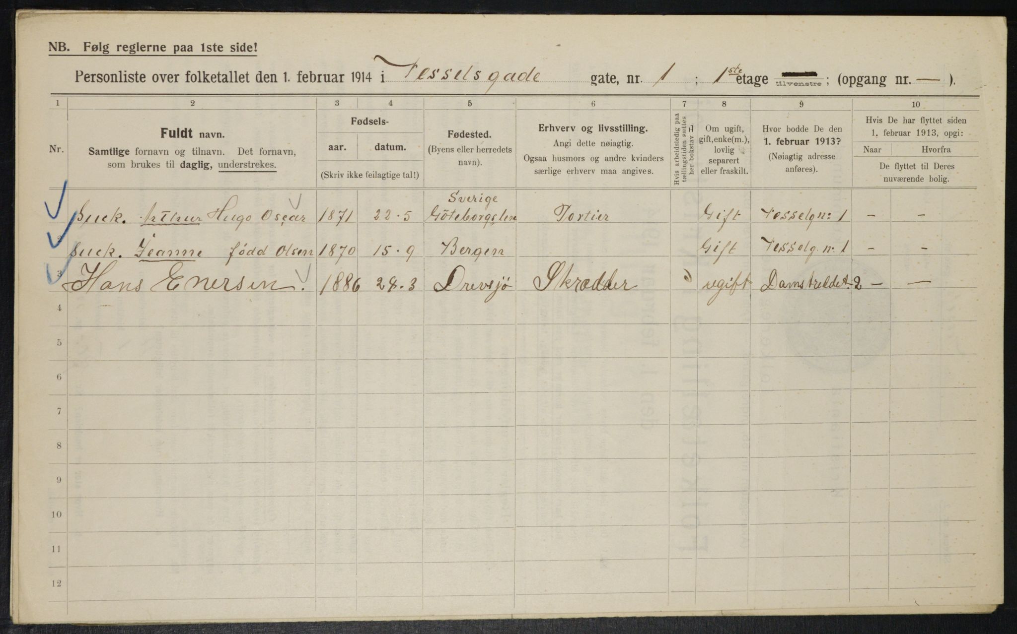 OBA, Municipal Census 1914 for Kristiania, 1914, p. 128924