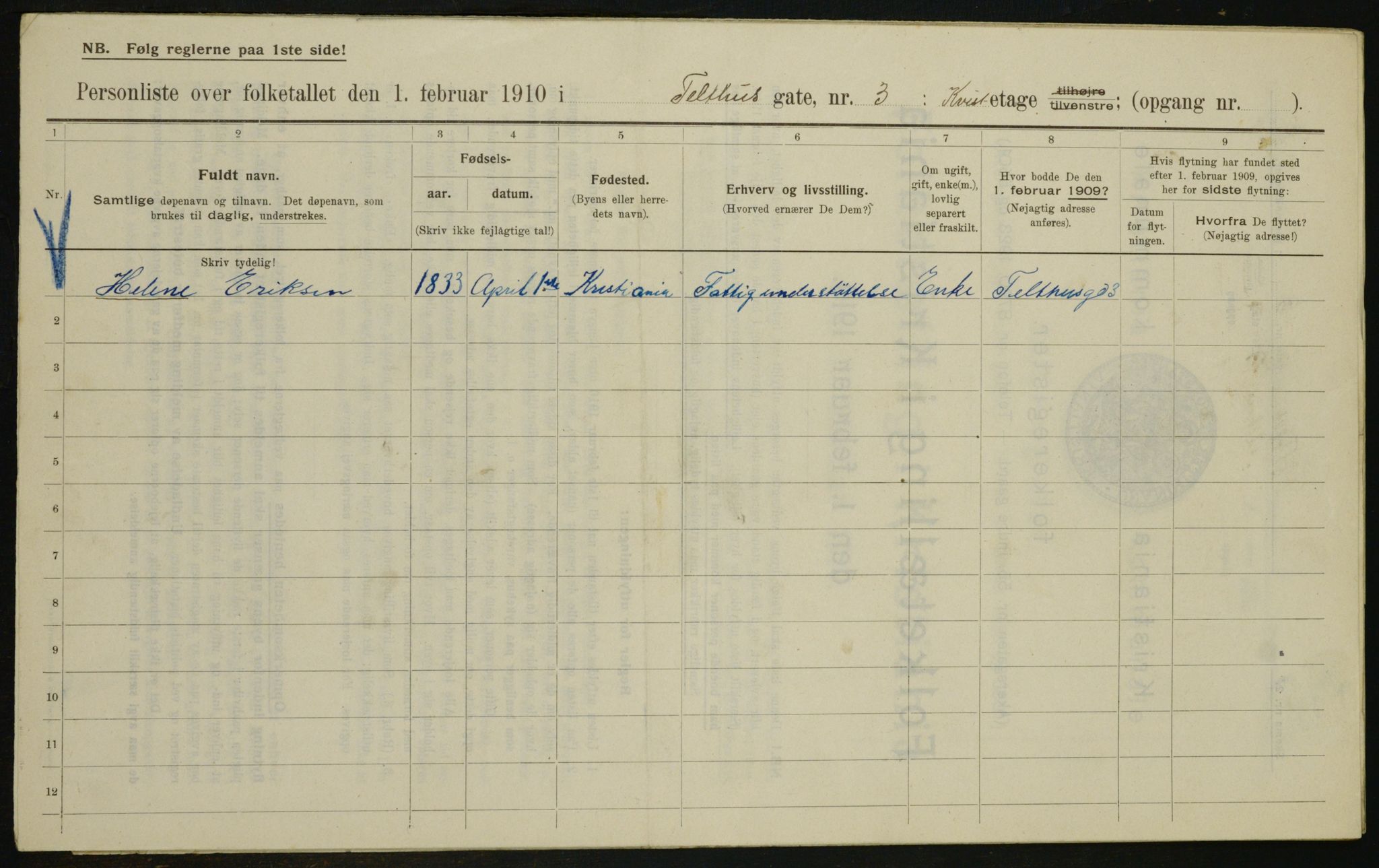 OBA, Municipal Census 1910 for Kristiania, 1910, p. 102155