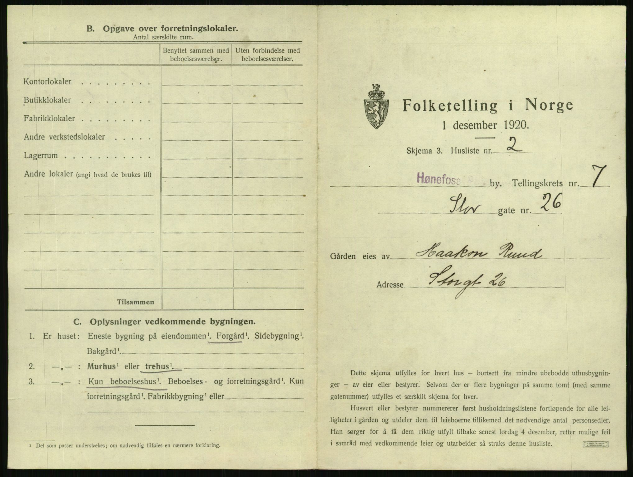 SAKO, 1920 census for Hønefoss, 1920, p. 682