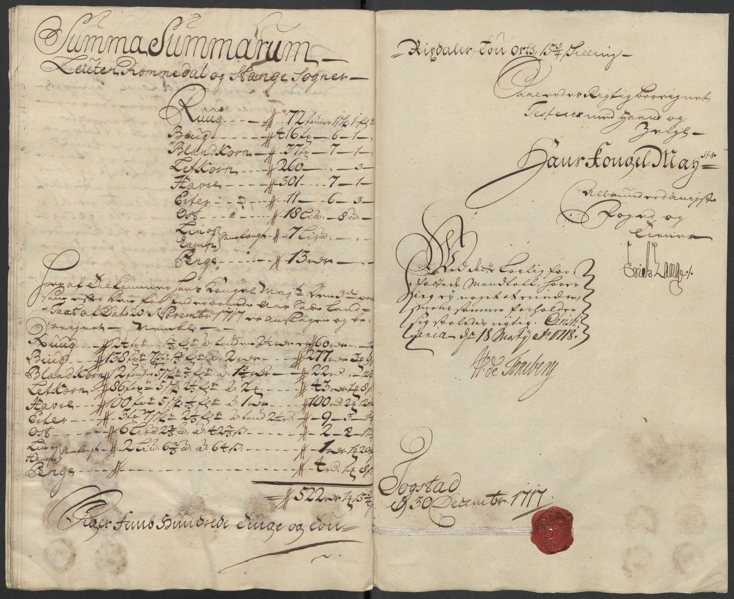 Rentekammeret inntil 1814, Reviderte regnskaper, Fogderegnskap, AV/RA-EA-4092/R16/L1056: Fogderegnskap Hedmark, 1717, p. 275