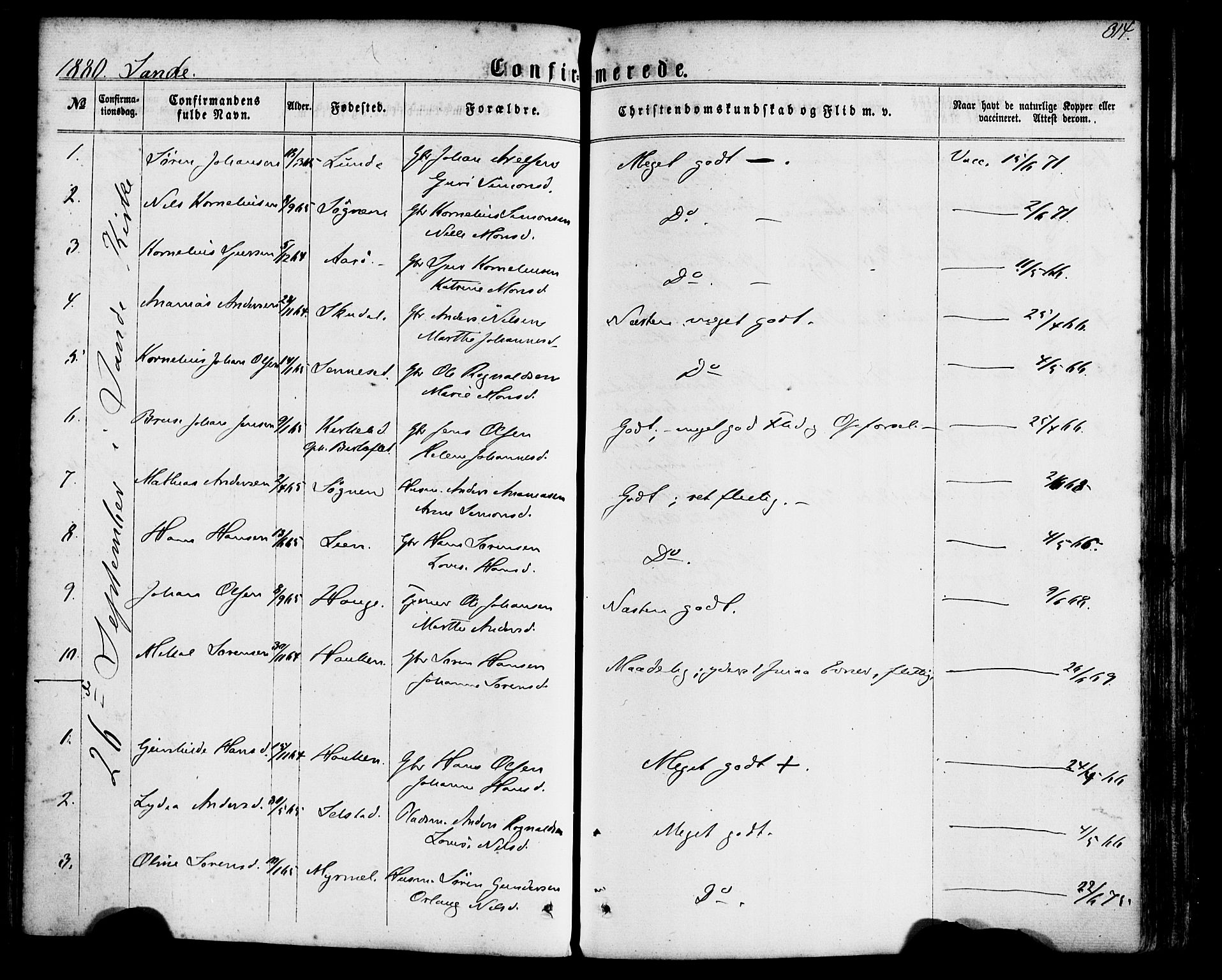 Gaular sokneprestembete, AV/SAB-A-80001/H/Haa: Parish register (official) no. A 5, 1860-1881, p. 314