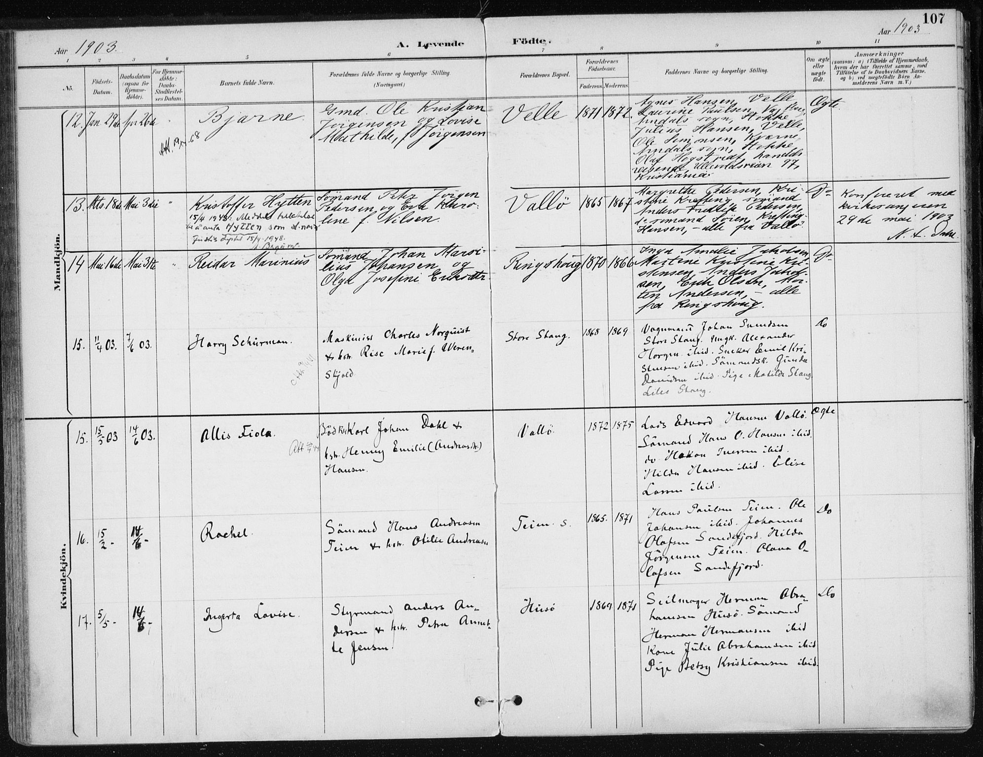 Sem kirkebøker, SAKO/A-5/F/Fb/L0005: Parish register (official) no. II 5, 1892-1904, p. 107