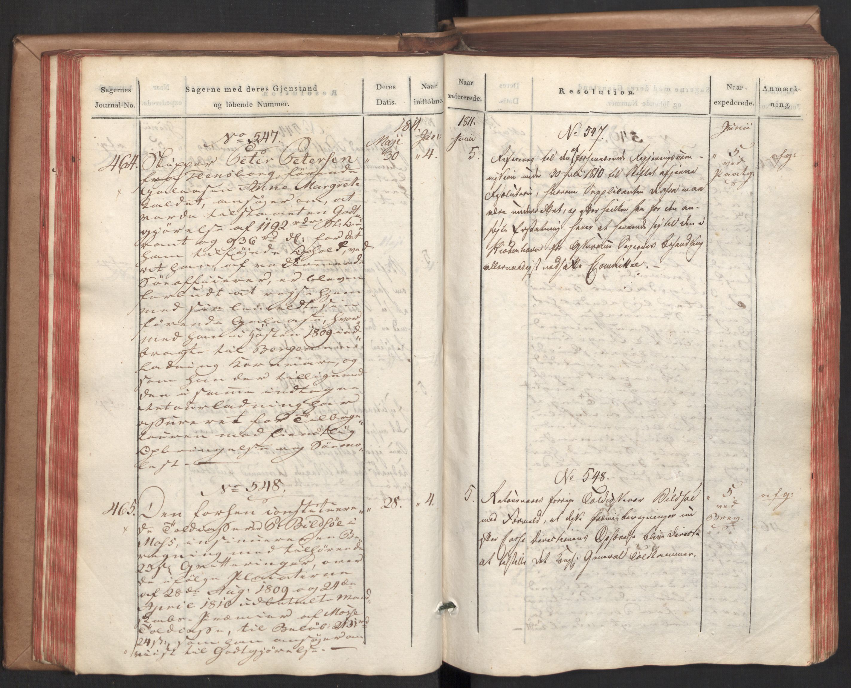 Stattholderembetet 1810-1814, 2. kontor (Kontor B), AV/RA-EA-5432/Ab/L0002: Referatprotokoll,  j.nr. 291-1001,  l.nr. 348-1179, 1811, p. 70