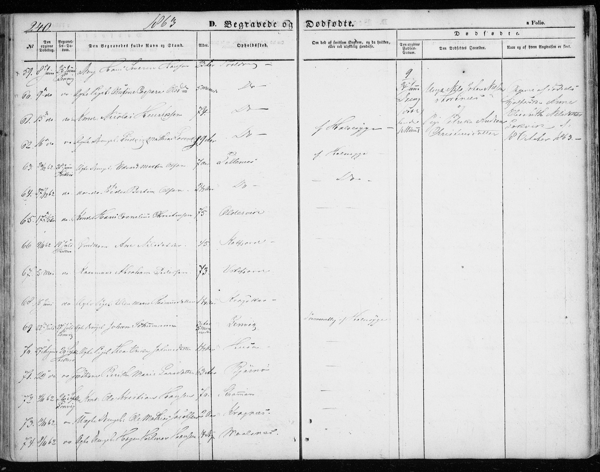 Lenvik sokneprestembete, SATØ/S-1310/H/Ha/Haa/L0007kirke: Parish register (official) no. 7, 1855-1865, p. 240