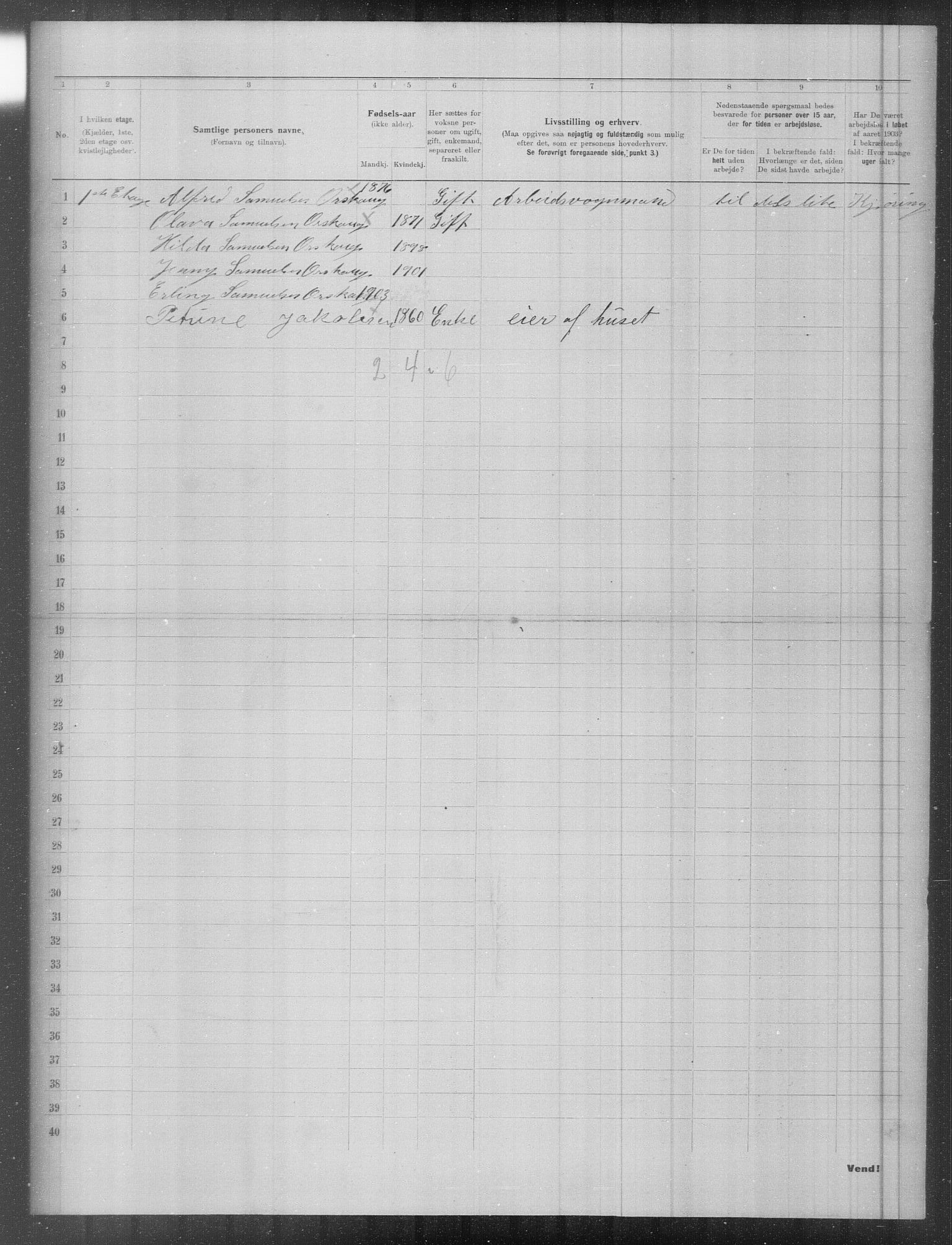 OBA, Municipal Census 1903 for Kristiania, 1903, p. 4991