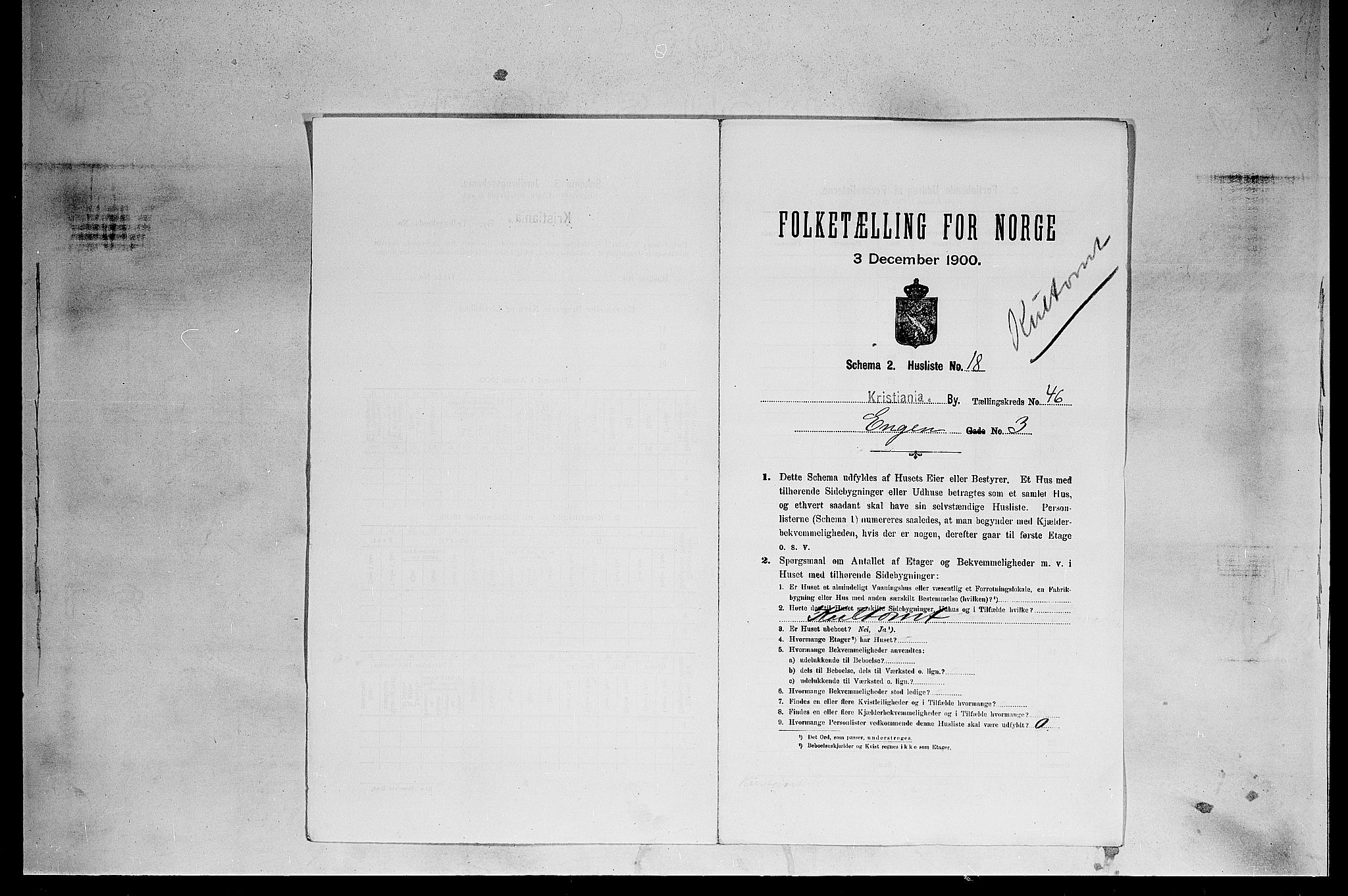 SAO, 1900 census for Kristiania, 1900, p. 20179
