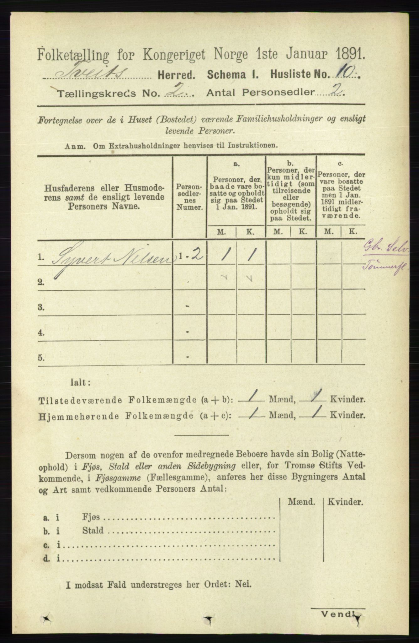 RA, 1891 census for 1013 Tveit, 1891, p. 423