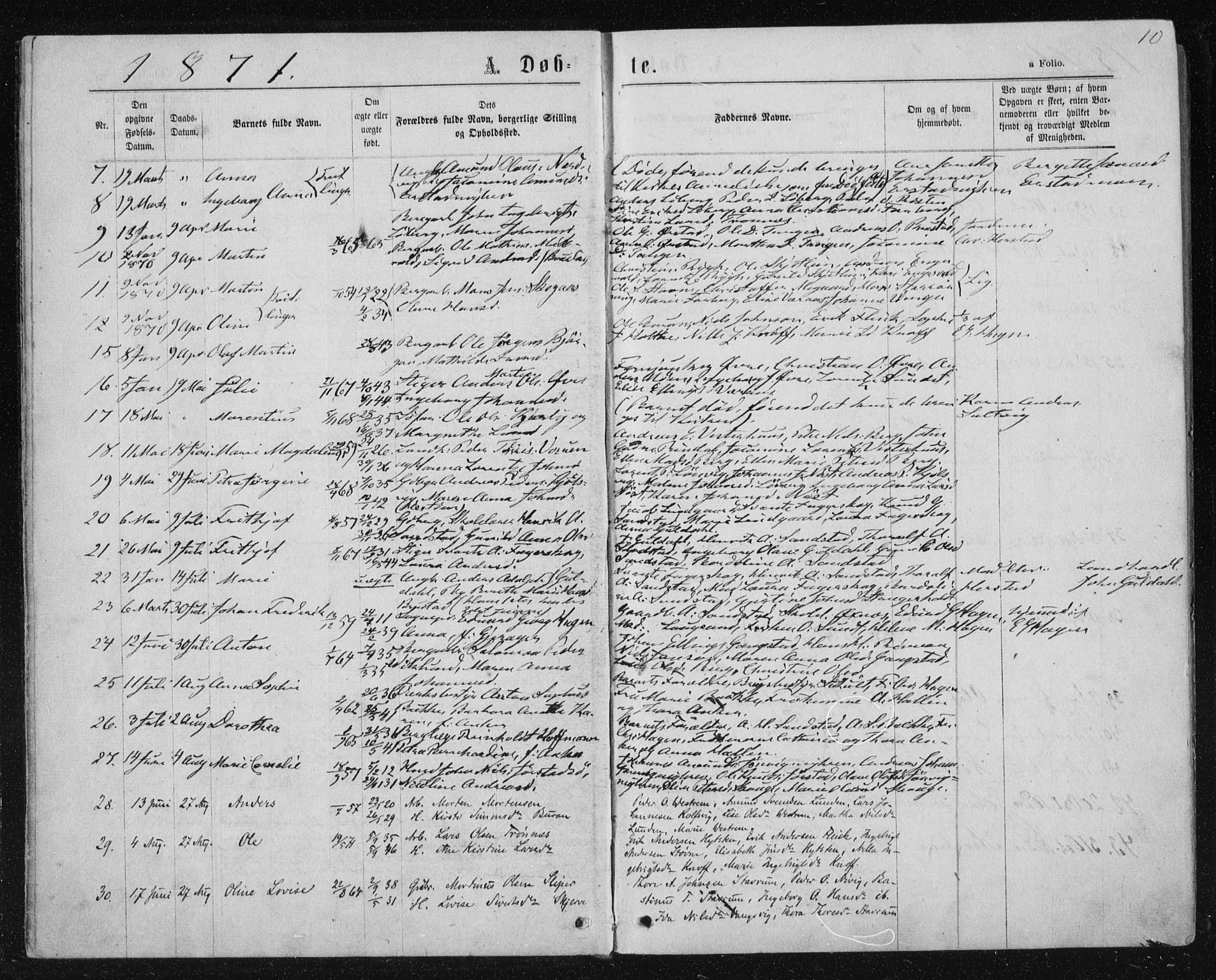 Ministerialprotokoller, klokkerbøker og fødselsregistre - Nord-Trøndelag, SAT/A-1458/722/L0219: Parish register (official) no. 722A06, 1868-1880, p. 10