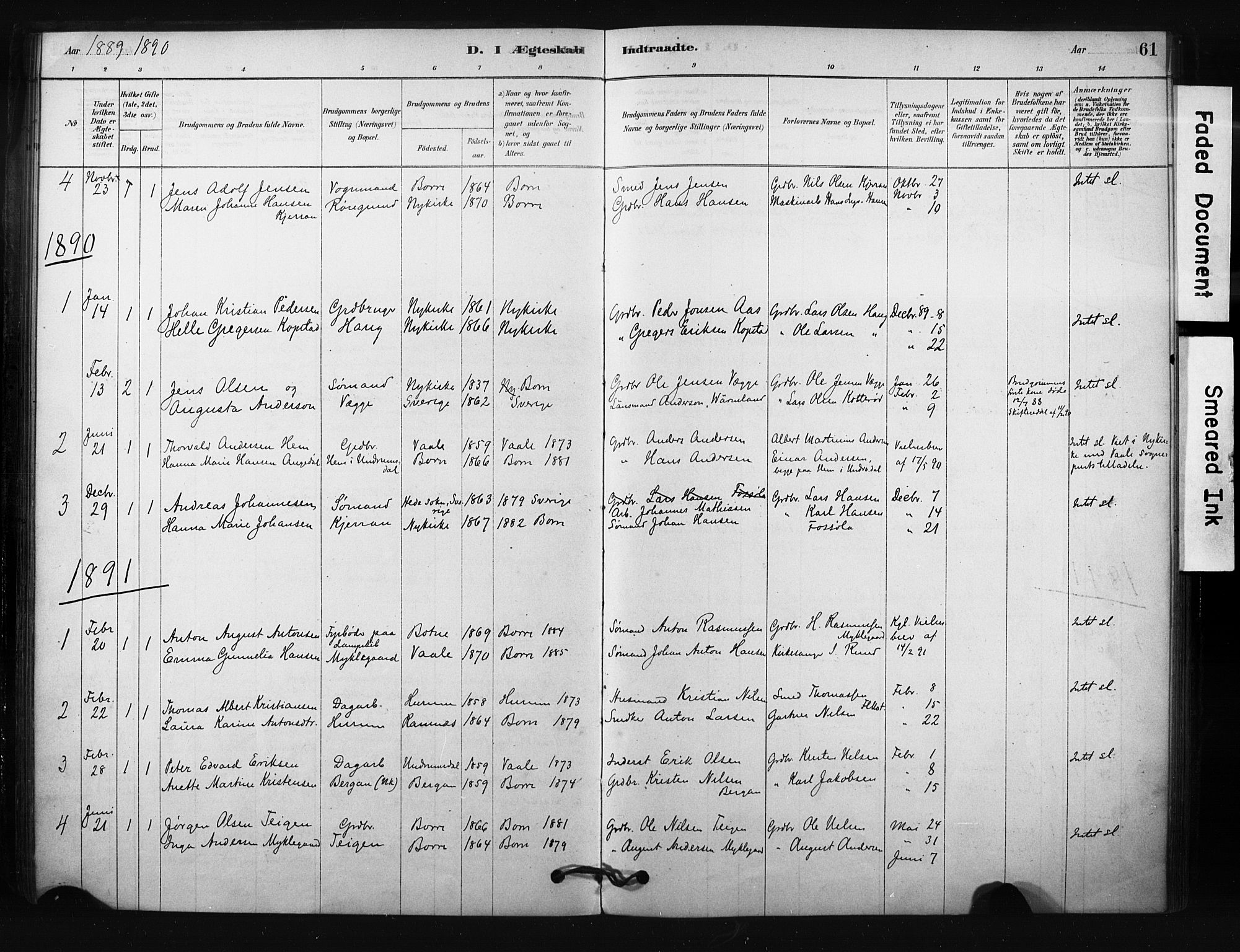 Borre kirkebøker, AV/SAKO-A-338/F/Fc/L0001: Parish register (official) no. III 1, 1878-1896, p. 61