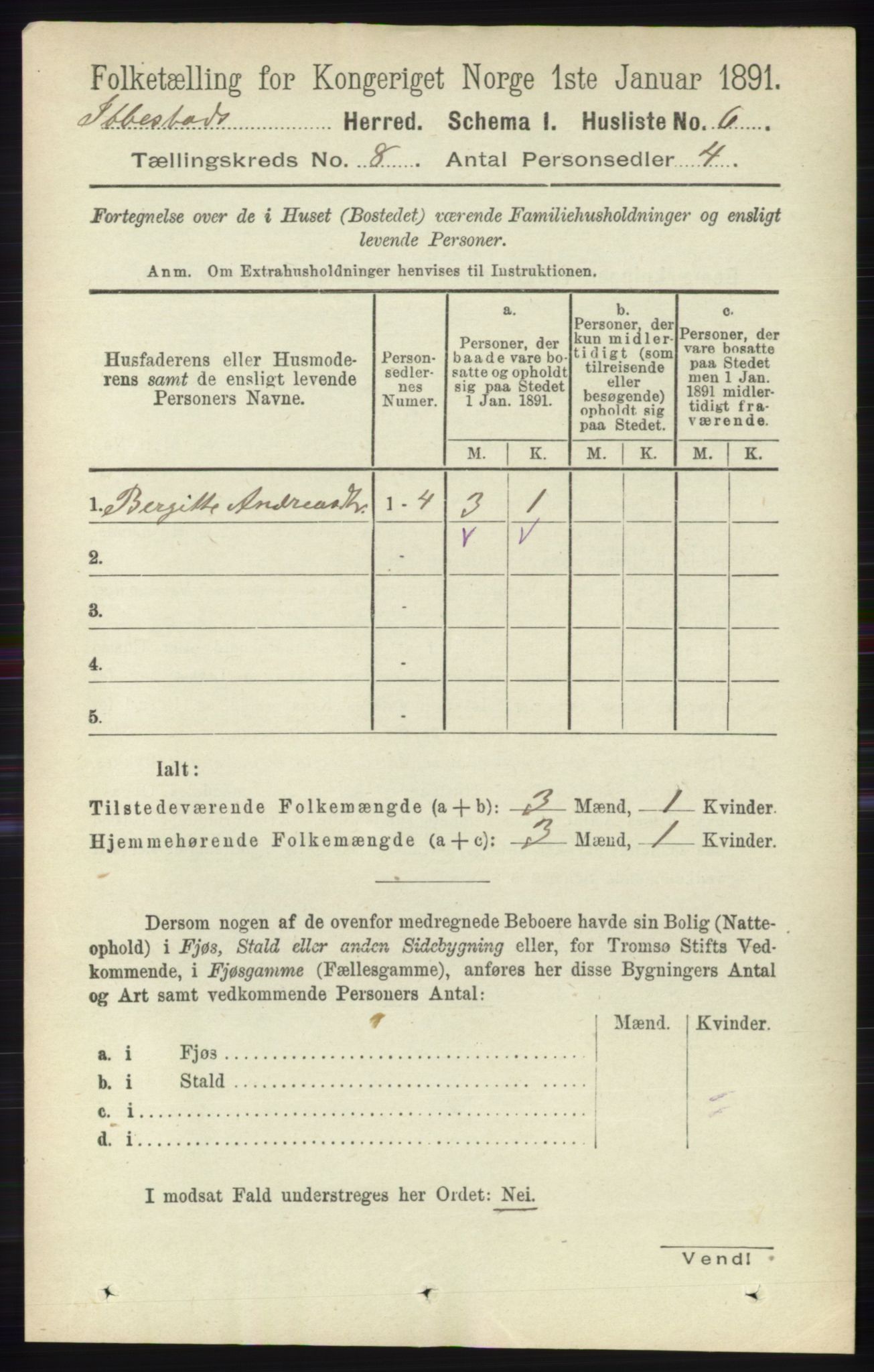 RA, 1891 census for 1917 Ibestad, 1891, p. 5132