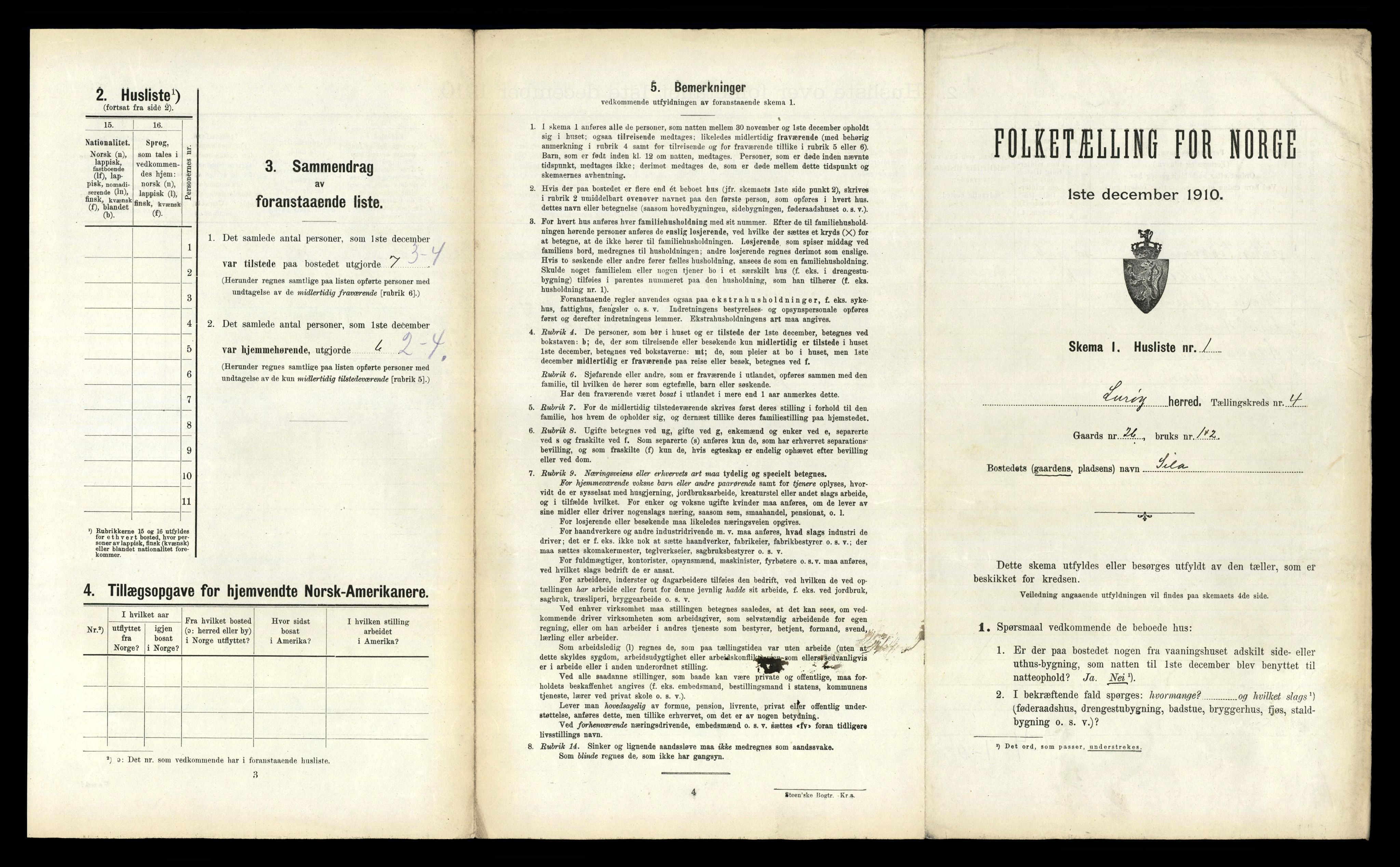 RA, 1910 census for Lurøy, 1910, p. 426