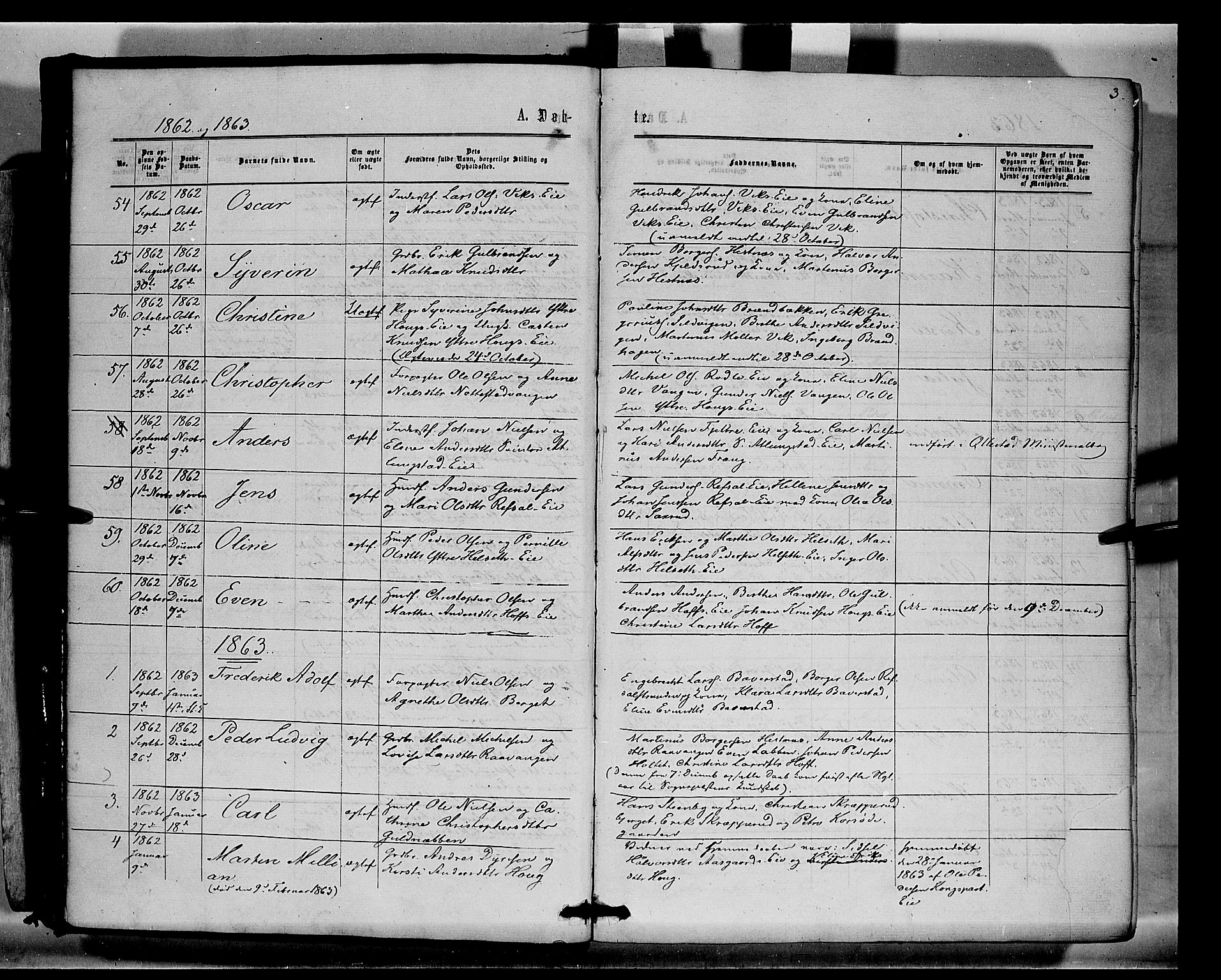 Stange prestekontor, SAH/PREST-002/K/L0014: Parish register (official) no. 14, 1862-1879, p. 3