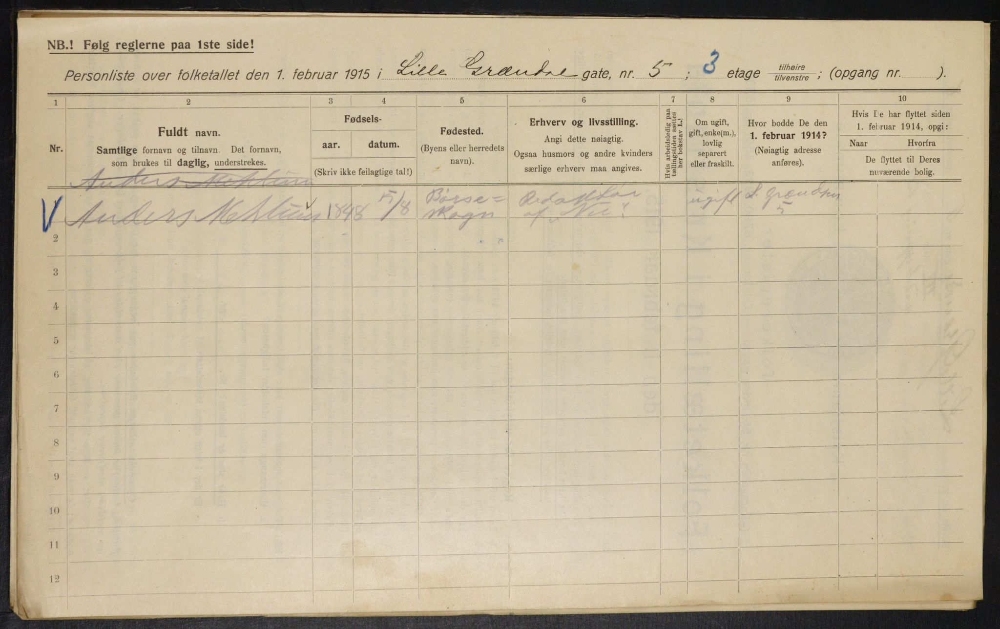 OBA, Municipal Census 1915 for Kristiania, 1915, p. 57057