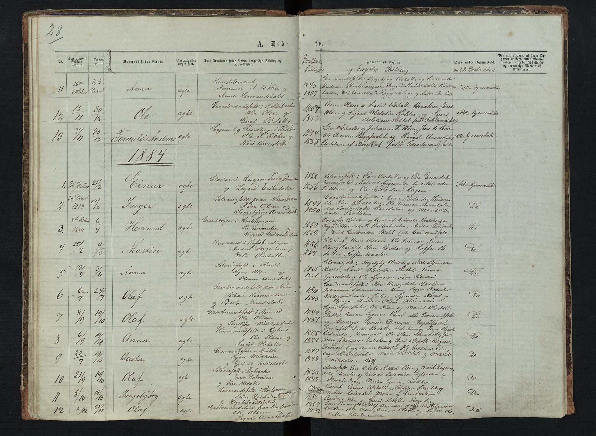 Sør-Aurdal prestekontor, SAH/PREST-128/H/Ha/Hab/L0006: Parish register (copy) no. 6, 1866-1893, p. 28