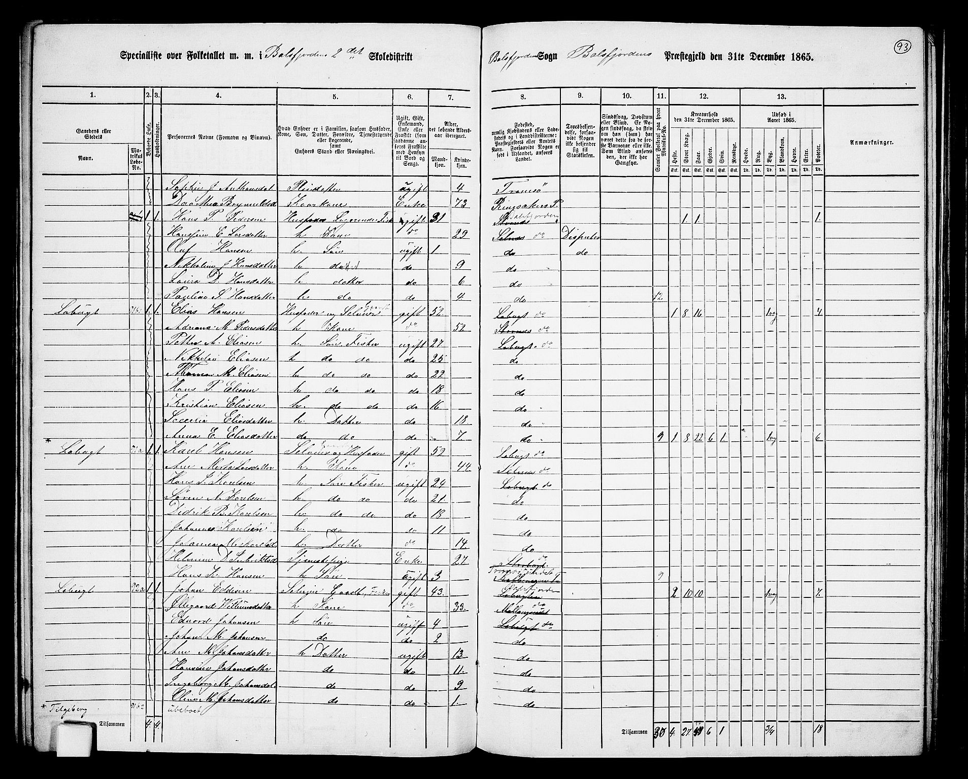 RA, 1865 census for Balsfjord, 1865, p. 36