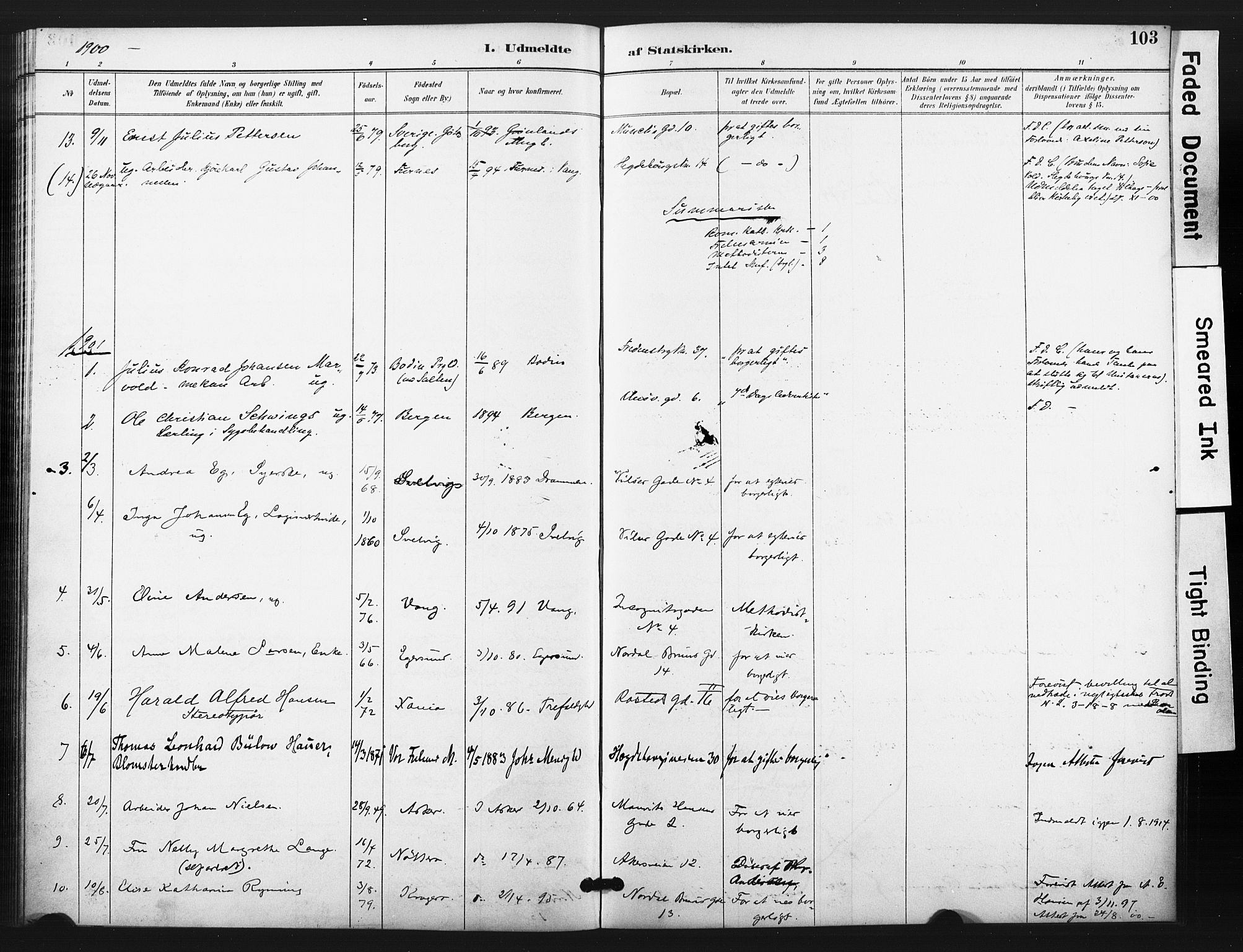 Trefoldighet prestekontor Kirkebøker, AV/SAO-A-10882/F/Ff/L0002: Parish register (official) no. VI 2, 1891-1918, p. 103