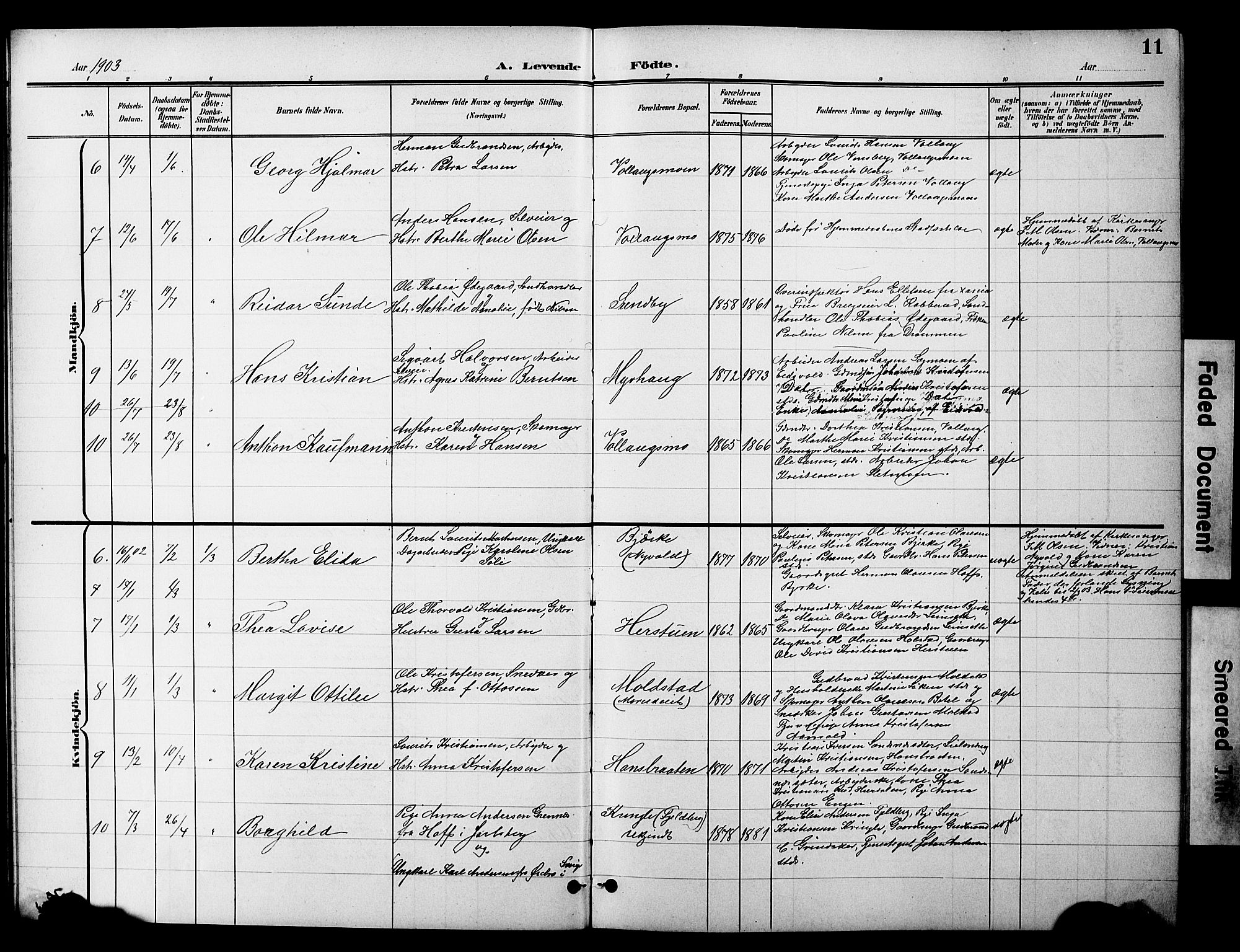 Nannestad prestekontor Kirkebøker, AV/SAO-A-10414a/G/Gc/L0001: Parish register (copy) no. III 1, 1901-1916, p. 11